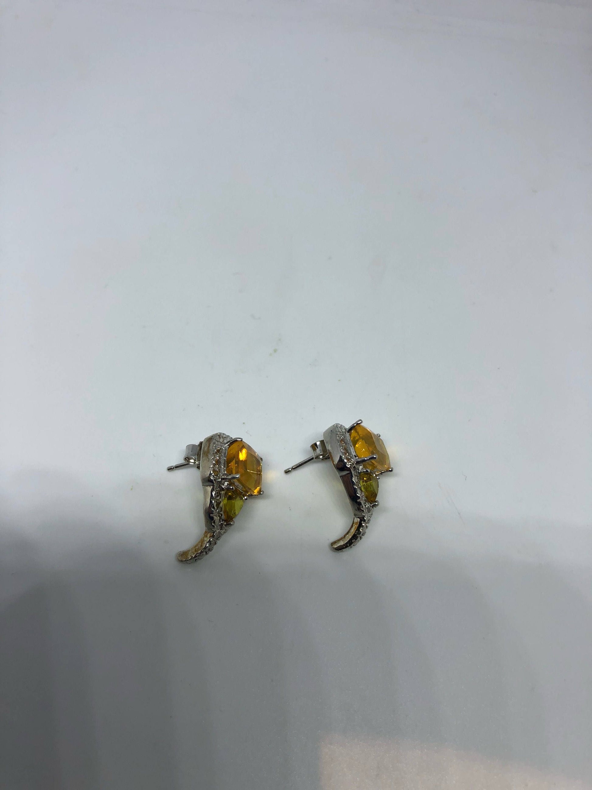 Vintage Genuine Orange Fire Opal 925 Sterling Silver dangle earrings