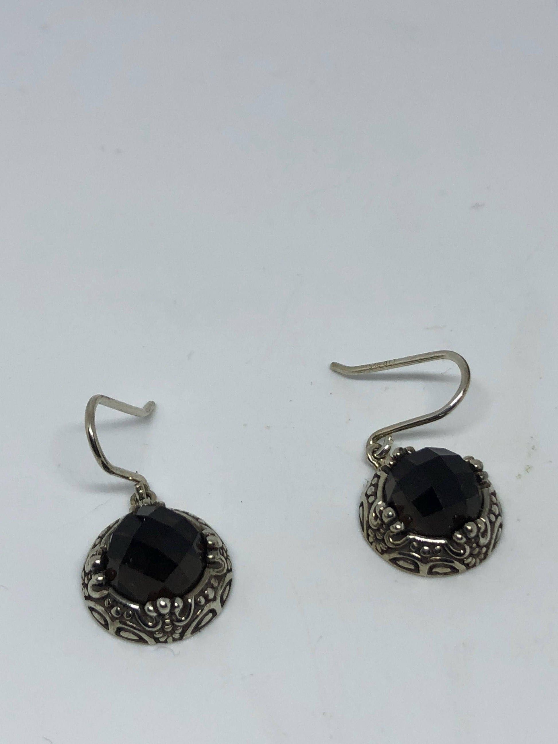 Vintage Brown Smoky Topaz 925 Sterling Silver drop Earrings