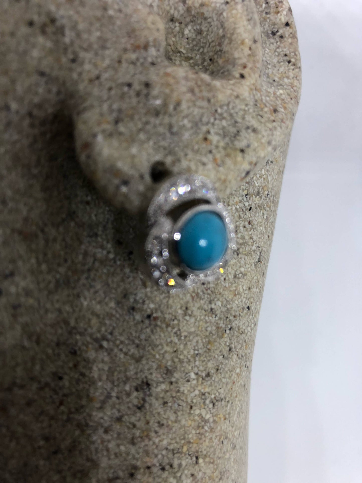 Vintage Handmade Sterling Silver genuine deep blue Persian turquoise earrings