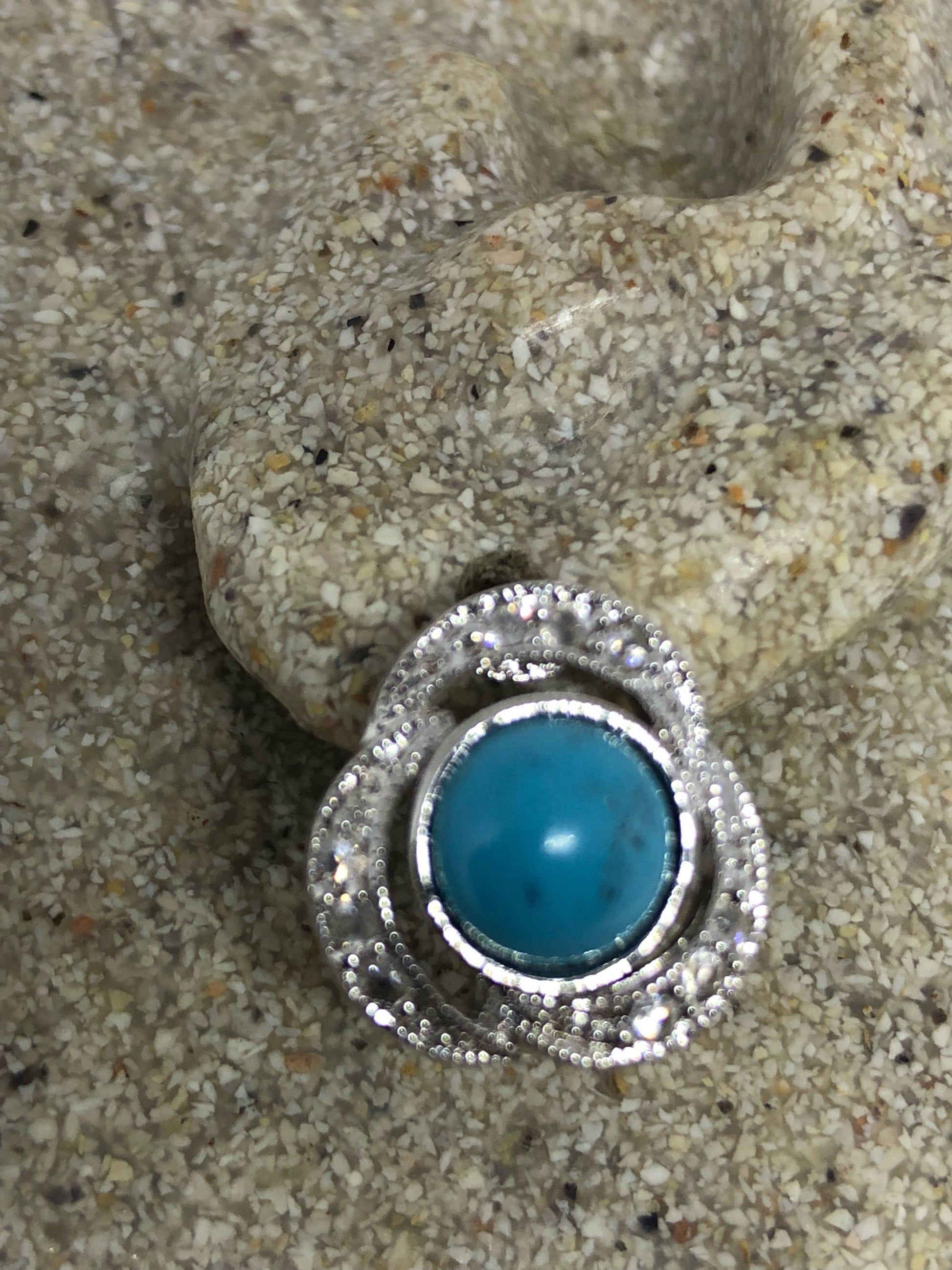 Vintage Handmade Sterling Silver genuine deep blue Persian turquoise earrings