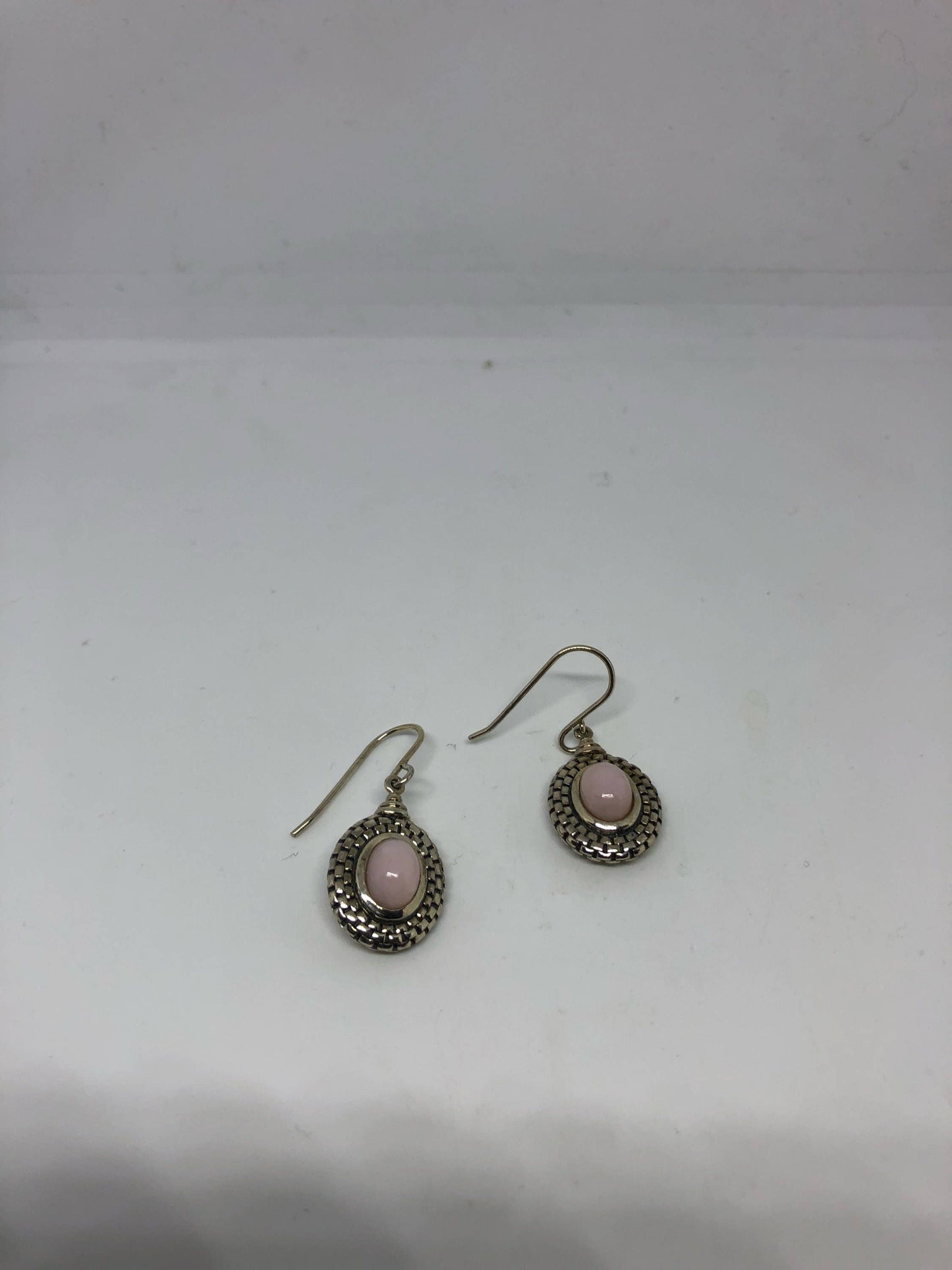Vintage Handmade 925 Sterling Silver Genuine Pink Earrings