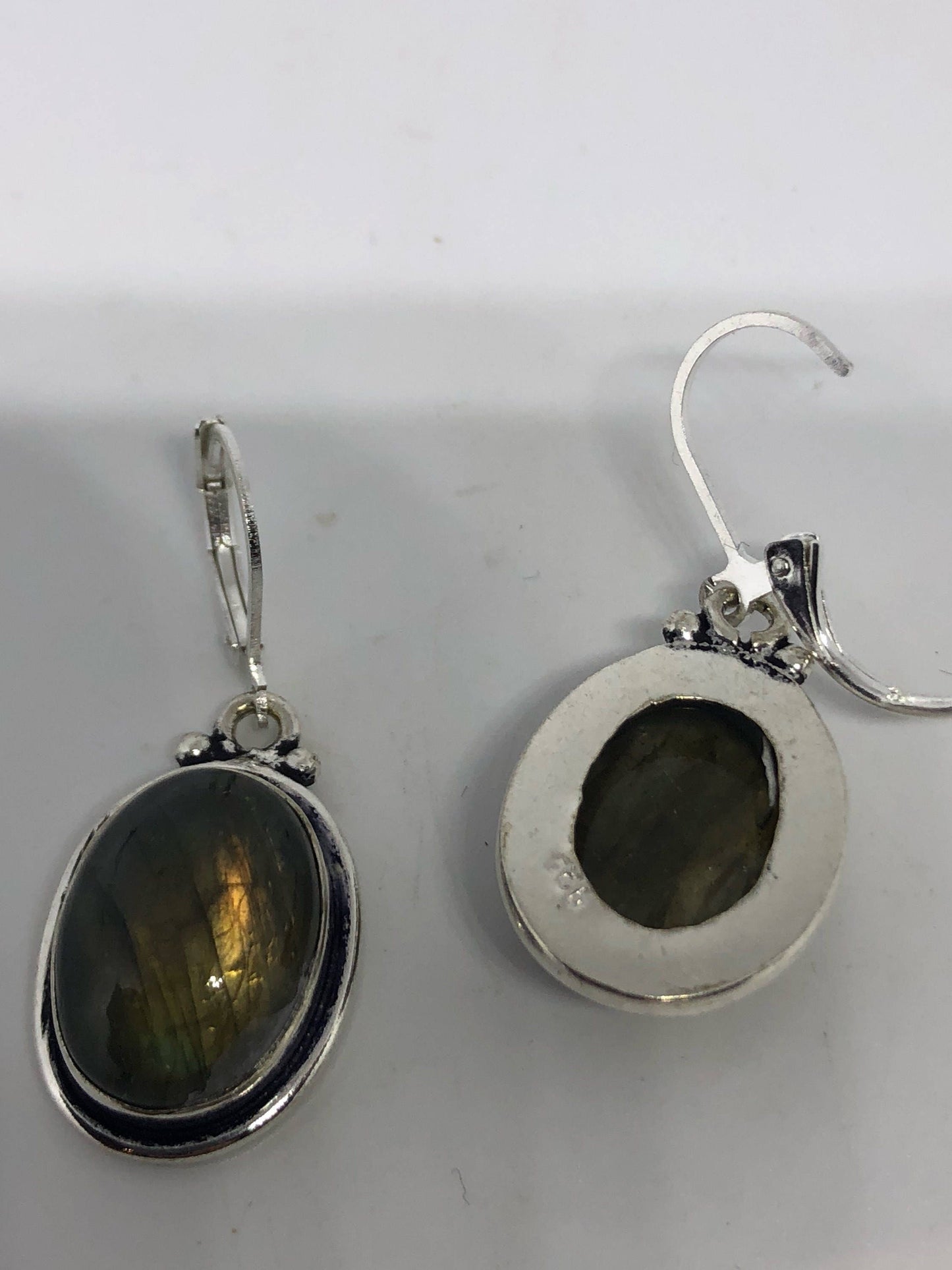 Vintage Labradorite Silver Dangle Earrings