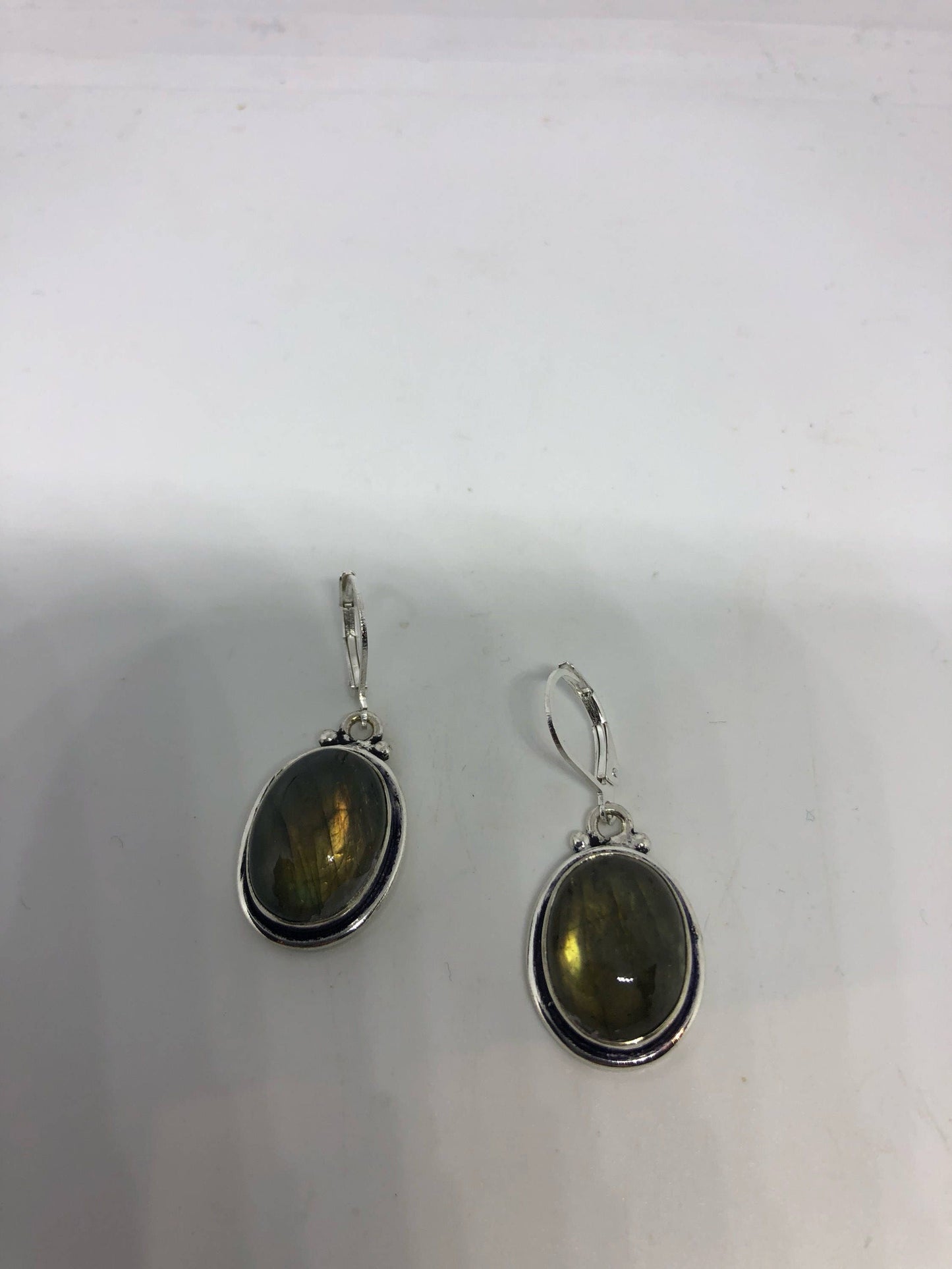 Vintage Labradorite Silver Dangle Earrings