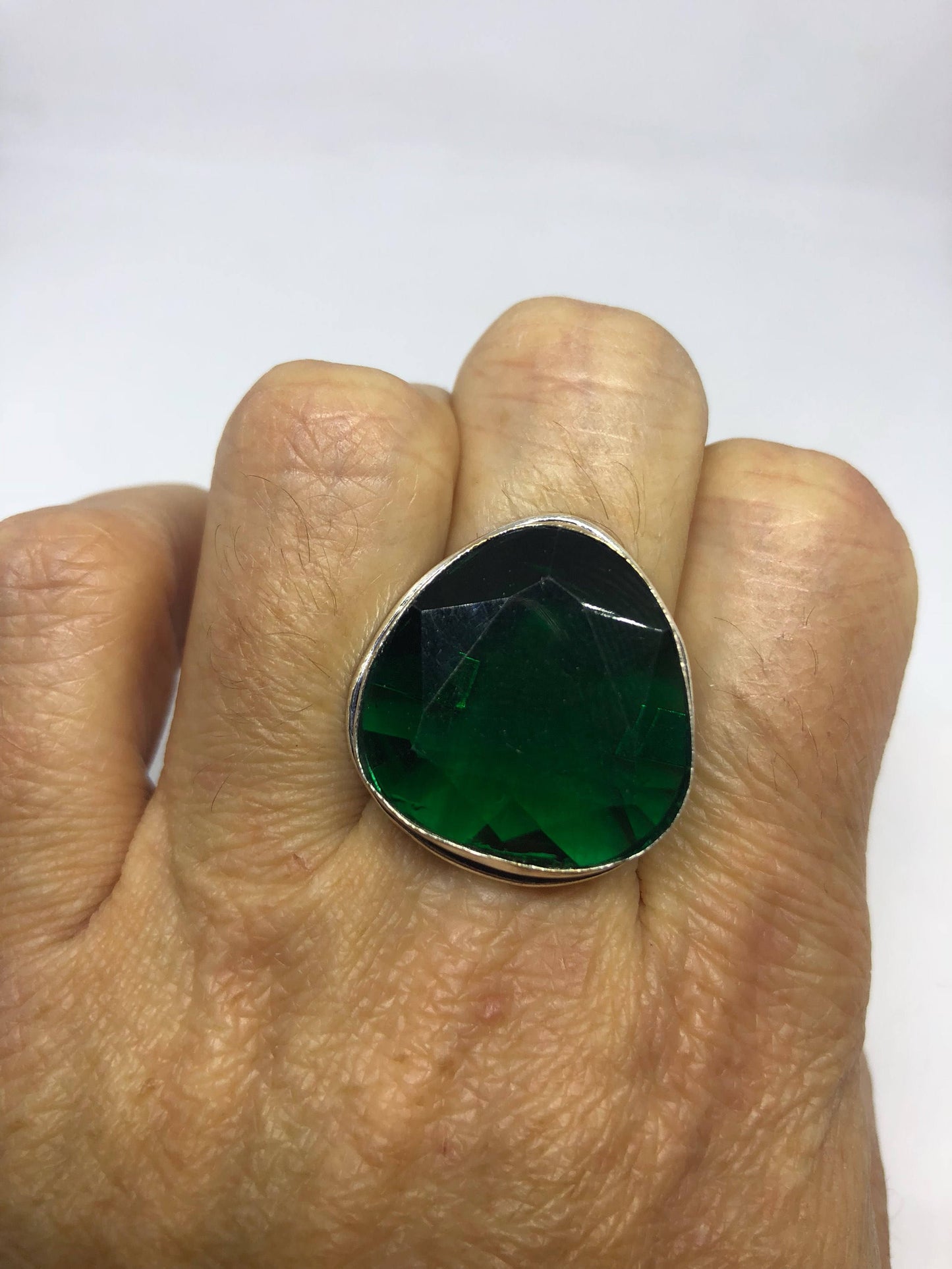 Vintage Green Antique Glass Cocktail Ring