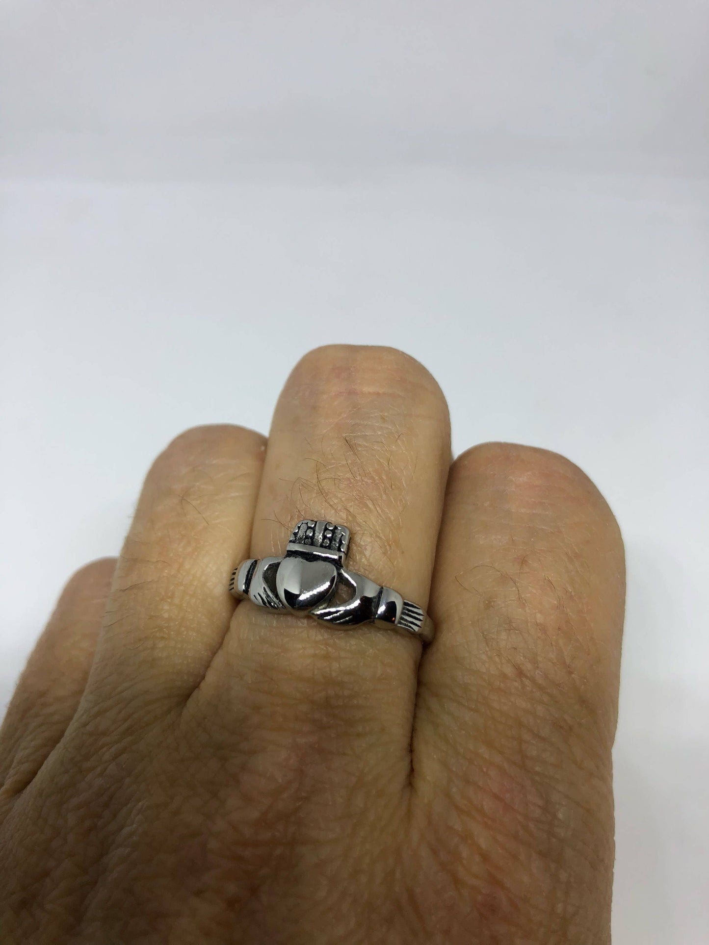 Vintage Celtic claddagh Silver stanless sreel Band Ring