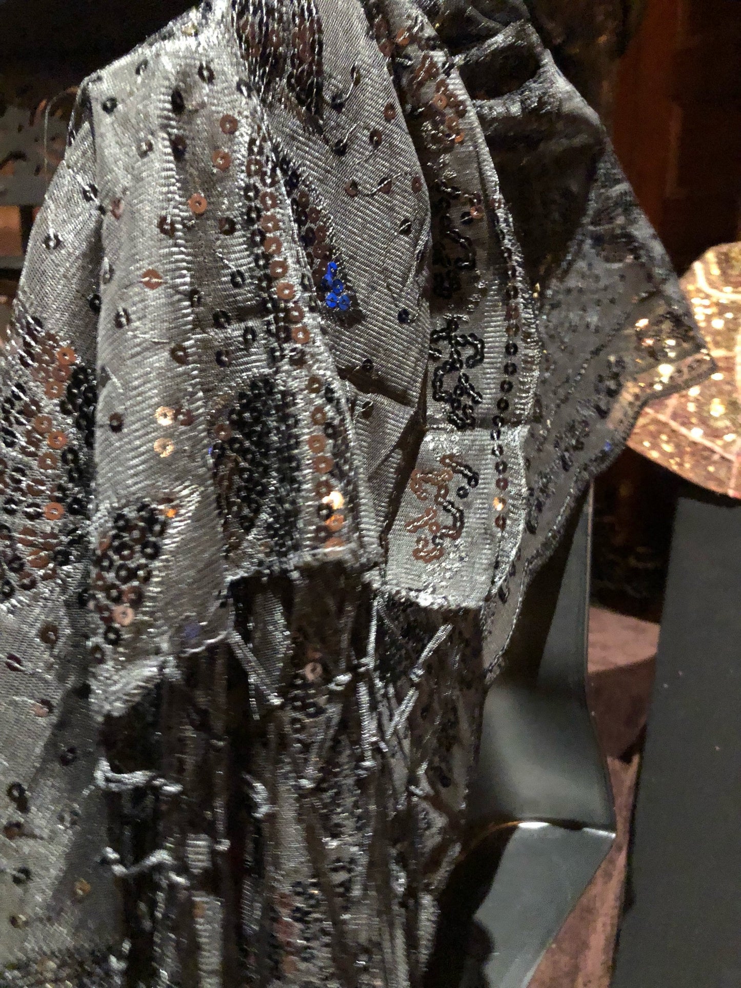Vitage Styled Sheer black flower Sequined embroidered wrap Shawl