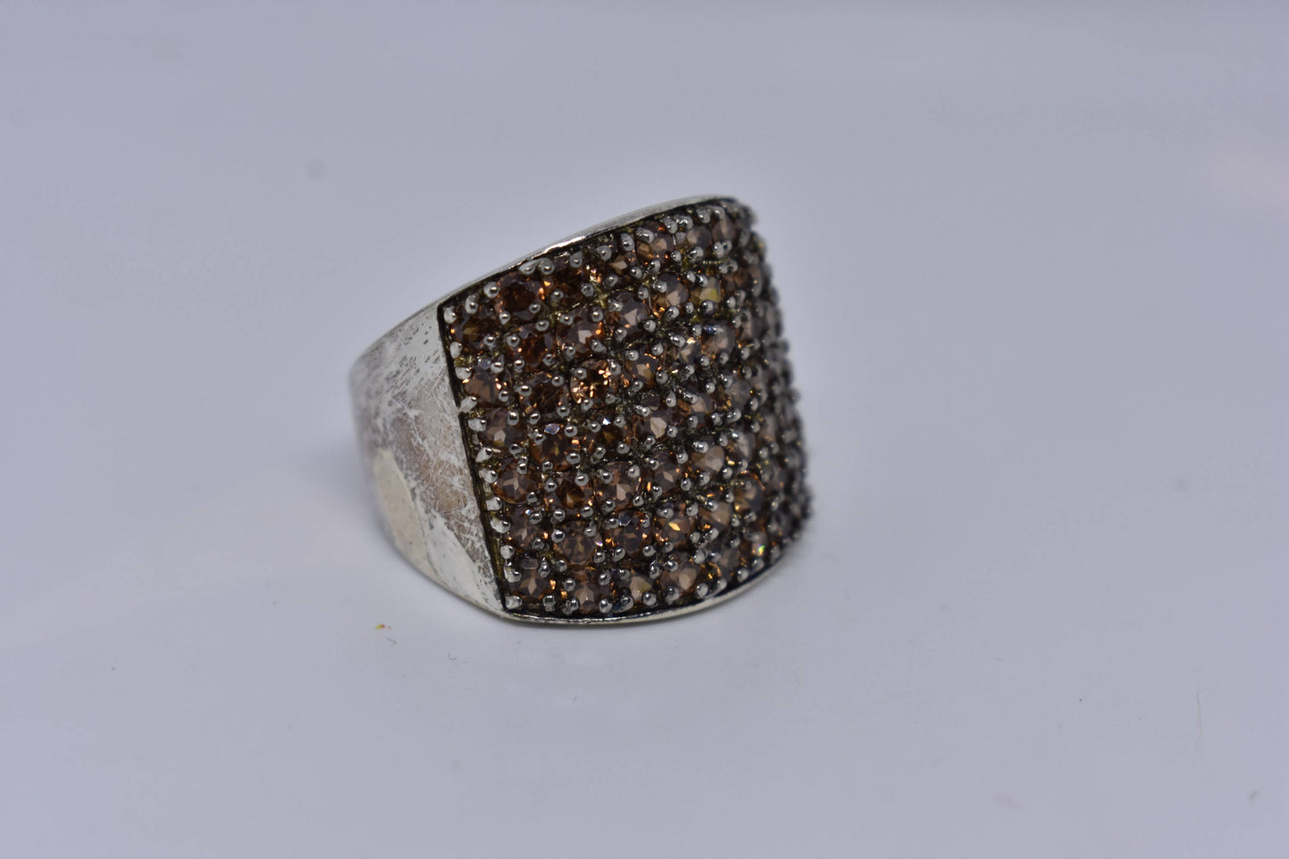 Vintage Bohemian Brown Garnet 925 Sterling Silver Ring