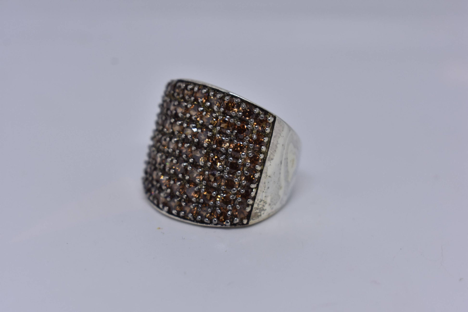 Vintage Bohemian Brown Garnet 925 Sterling Silver Ring