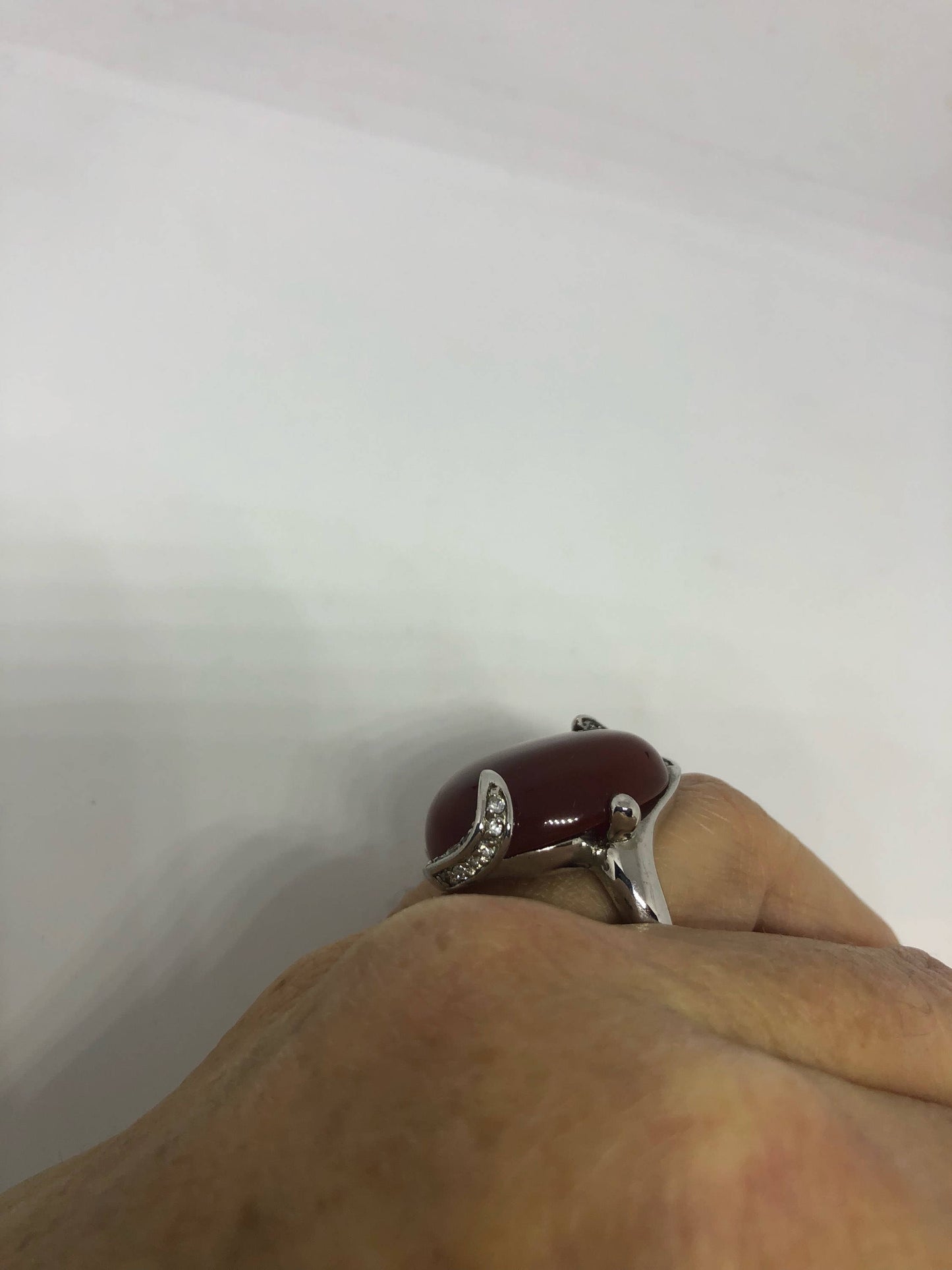 Vintage Genuine Red Carnelian 925 Sterling Silver Ring