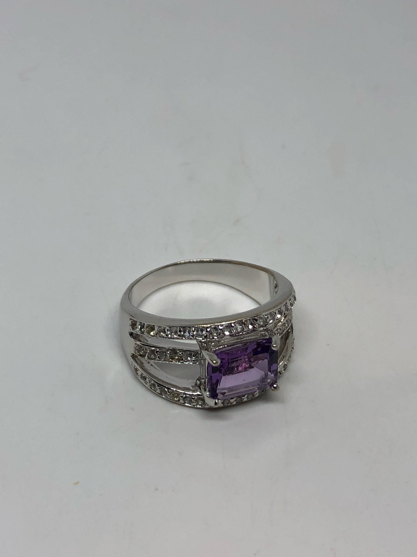 Vintage Handmade Genuine Purple Amethyst Filigree Setting 925 Sterling Silver Gothic Ring