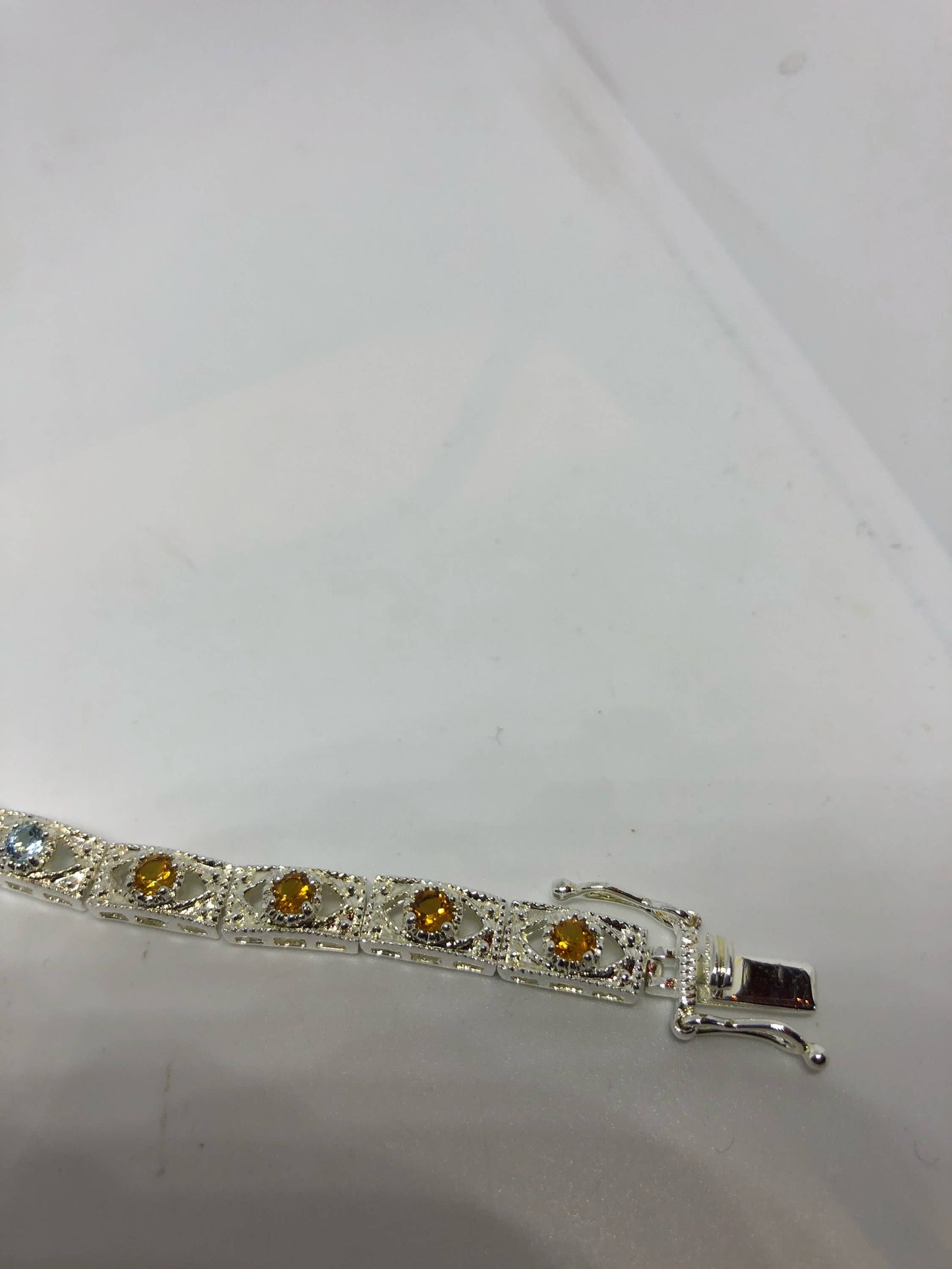 Vintage Silver Tennis Bracelet | Garnet Amethyst Citrine 925 Sterling Silver Tennis Bracelet