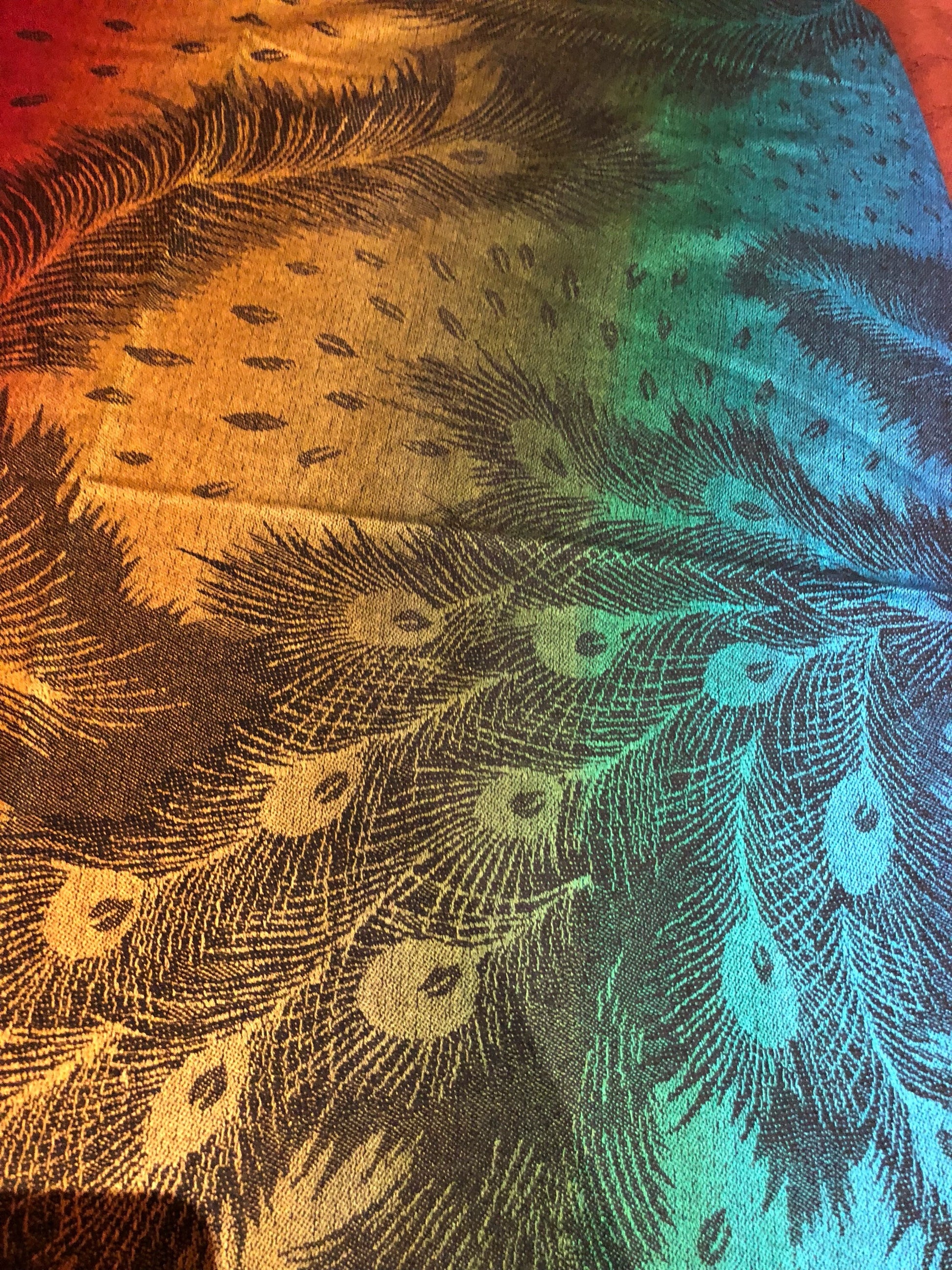 Vintage Peacock feather Brocade Pashmina Scarf Wrap Shawl