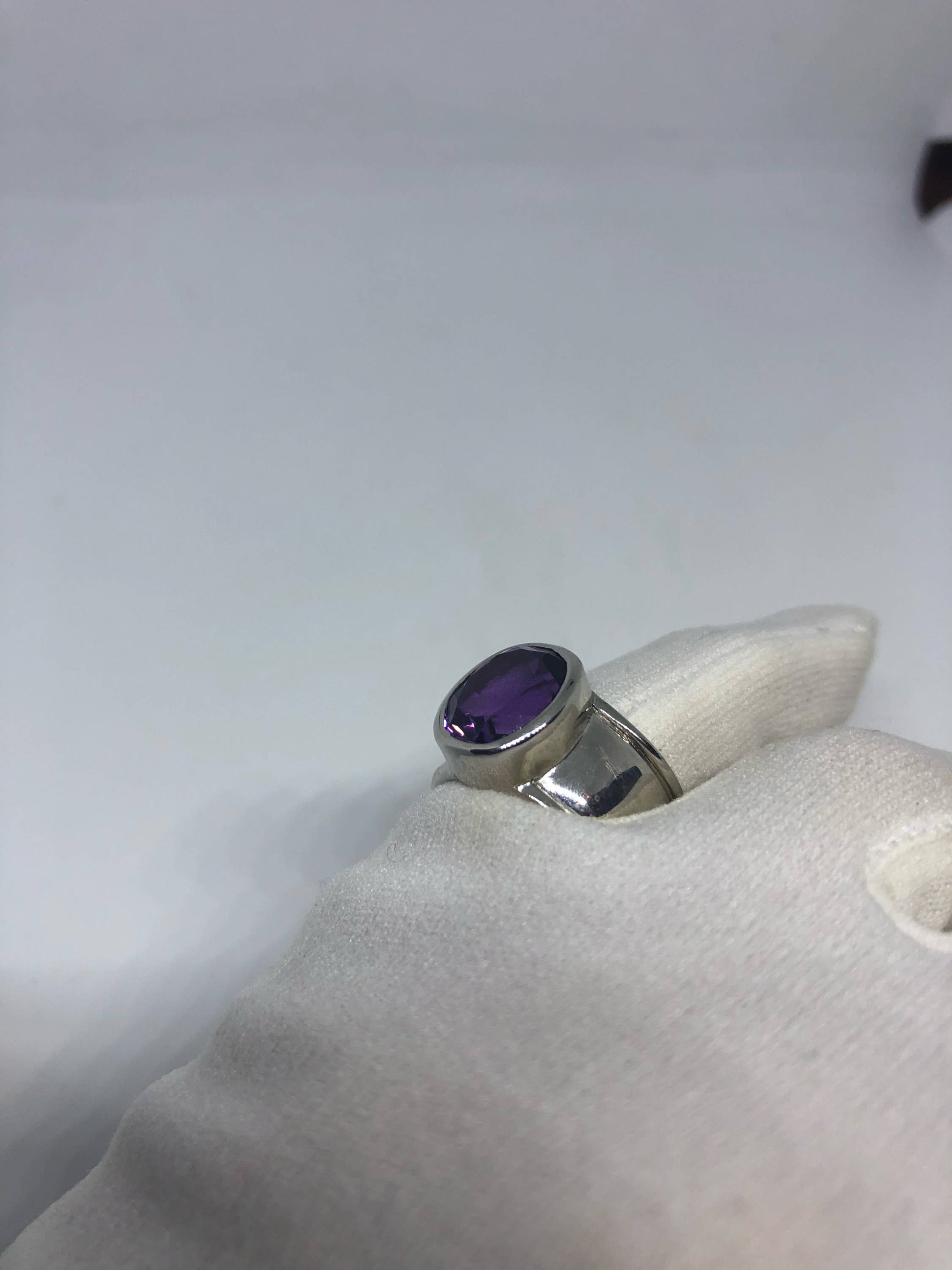 Vintage Handmade Genuine Purple Amethyst Filigree Setting 925 Sterling Silver Gothic Ring