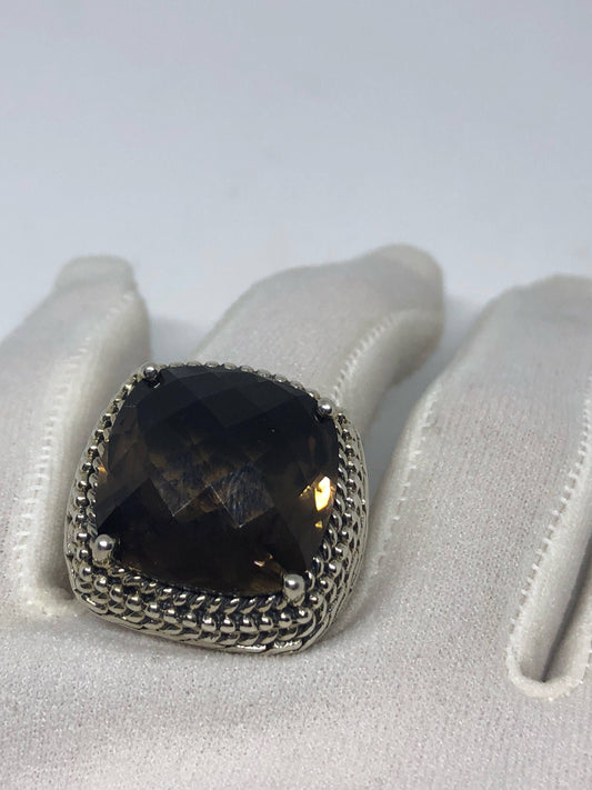 Vintage Smoky Topaz Ring 925 Sterling Silver