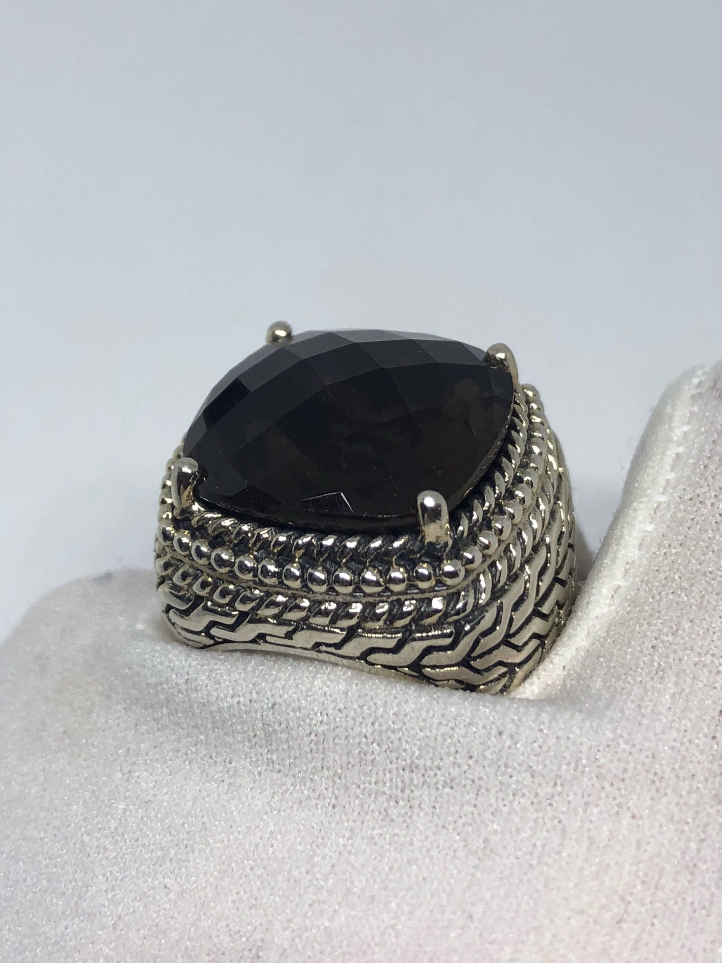 Vintage Smoky Topaz Ring 925 Sterling Silver