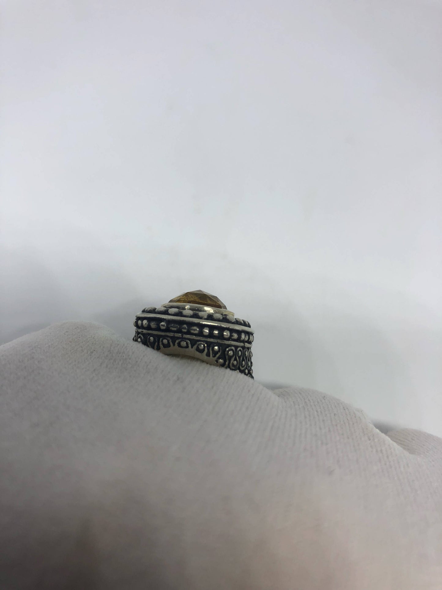 Vintage Citrine 925 Sterling Silver Cocktail Ring