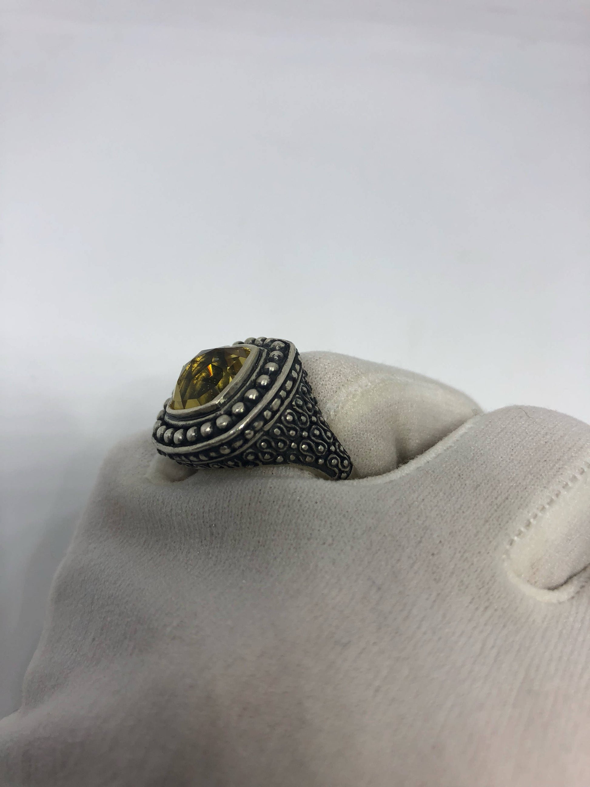 Vintage Citrine 925 Sterling Silver Cocktail Ring