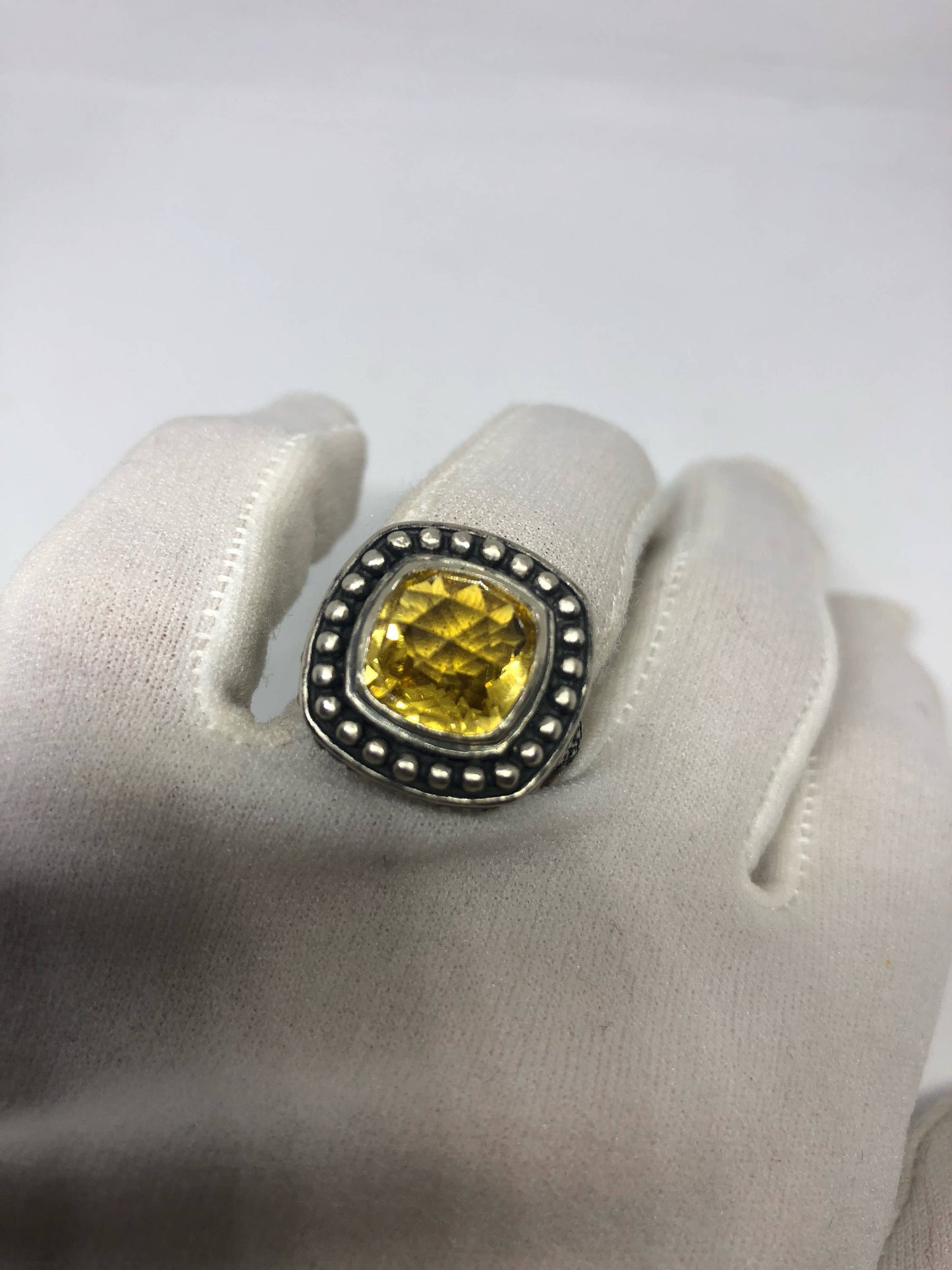 Vintage Citrine 925 Sterling Silver Cocktail Ring