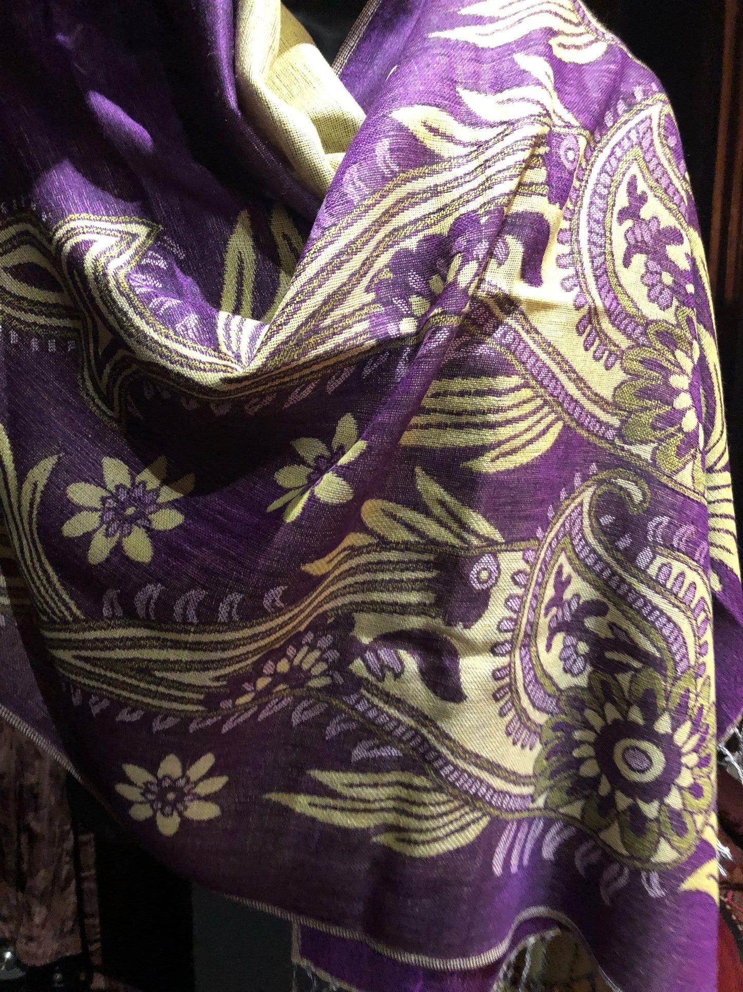 Vintage Paisley Brocade Pashmina Scarf Wrap Shawl