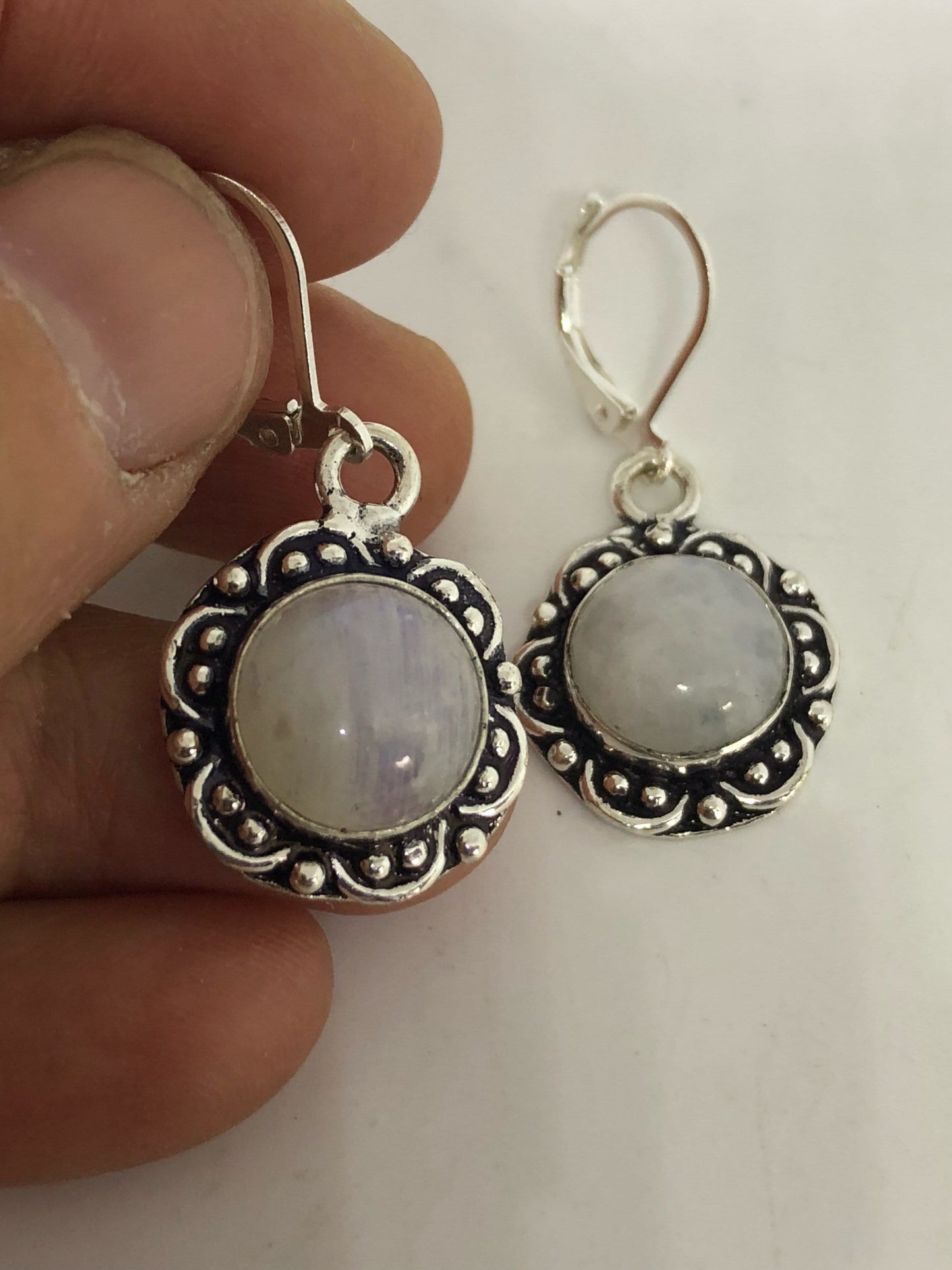 Vintage Labradorite Silver Dangle Earrings