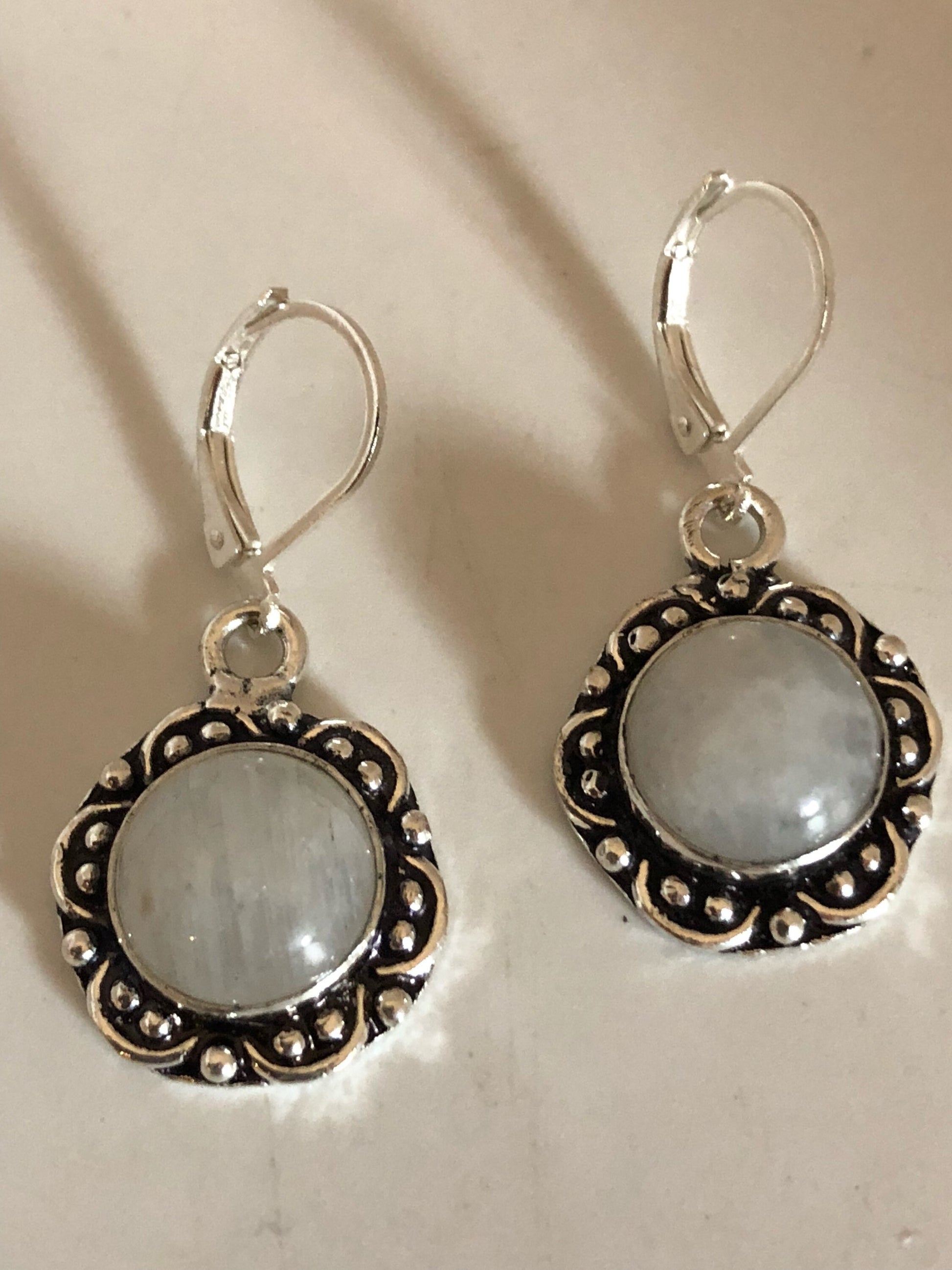 Vintage Labradorite Silver Dangle Earrings