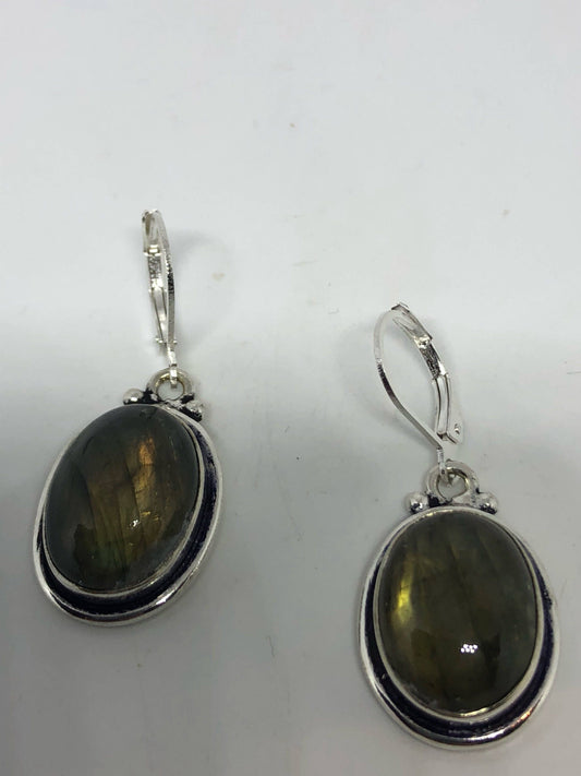 Vintage Labradorite Silver Dangle Earrings