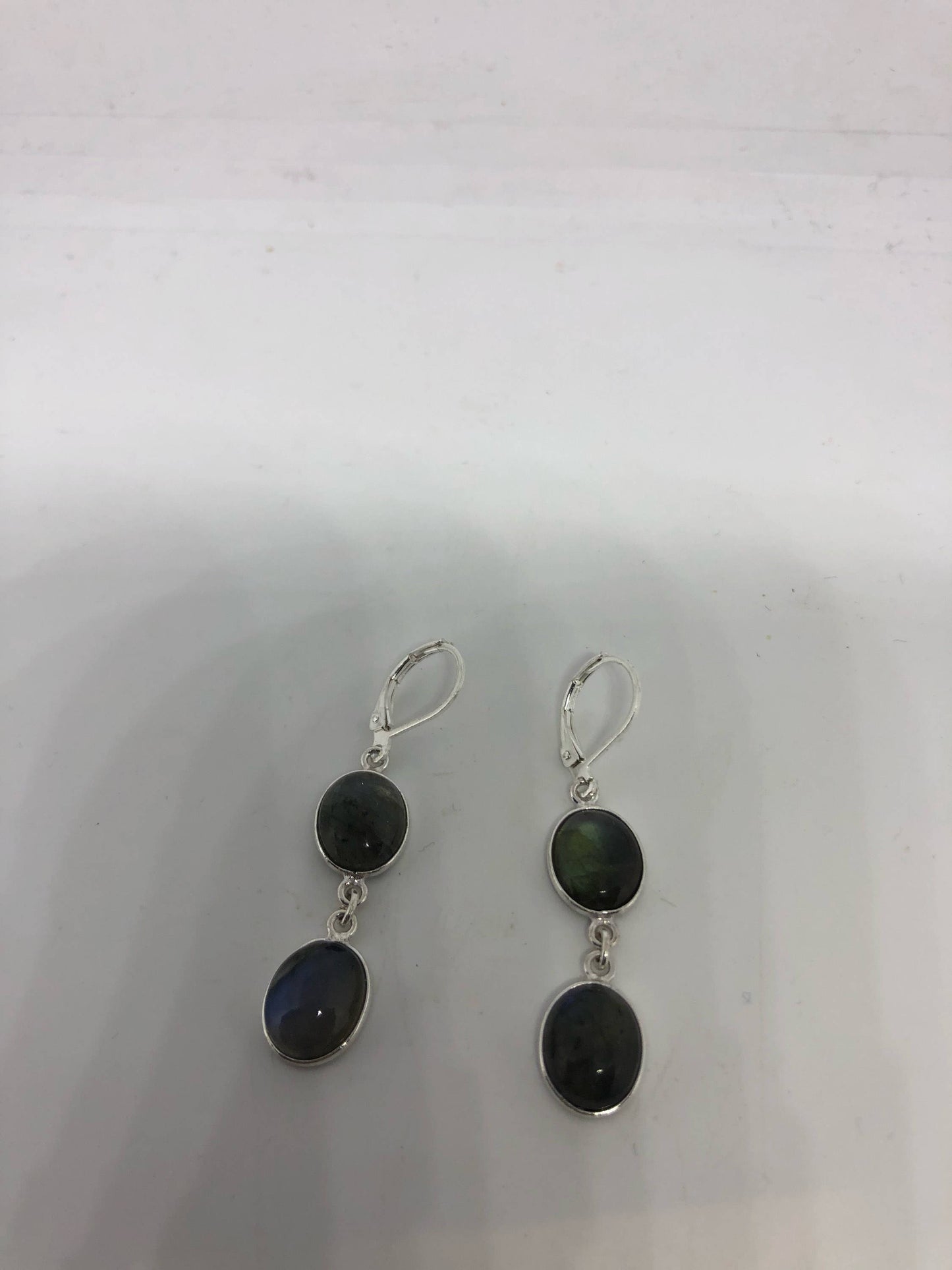 Vintage Labradorite Silver Dangle Earrings