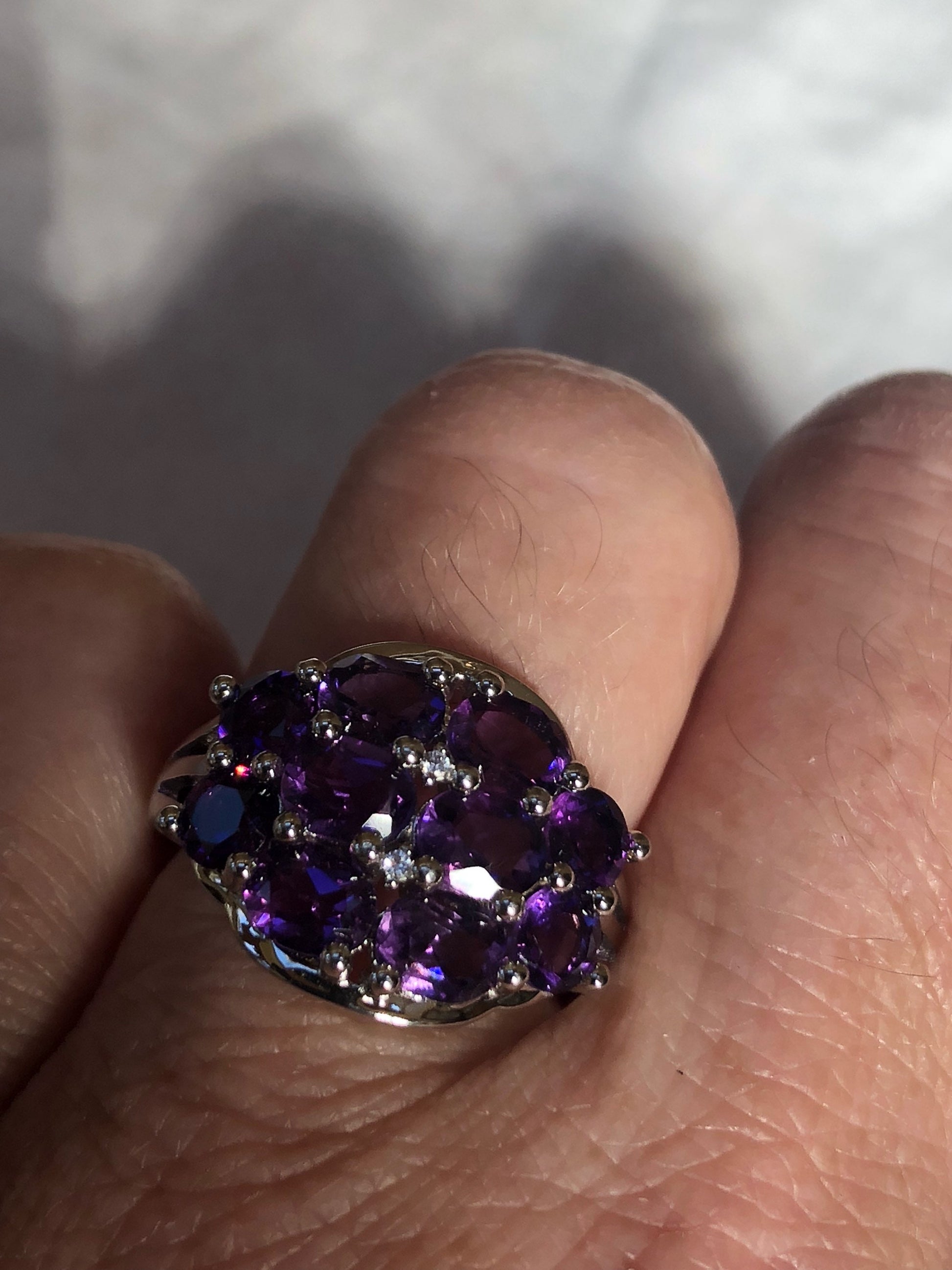 Vintage Handmade Deep Purple Genuine Amethyst Setting 925 Sterling Silver Gothic Ring