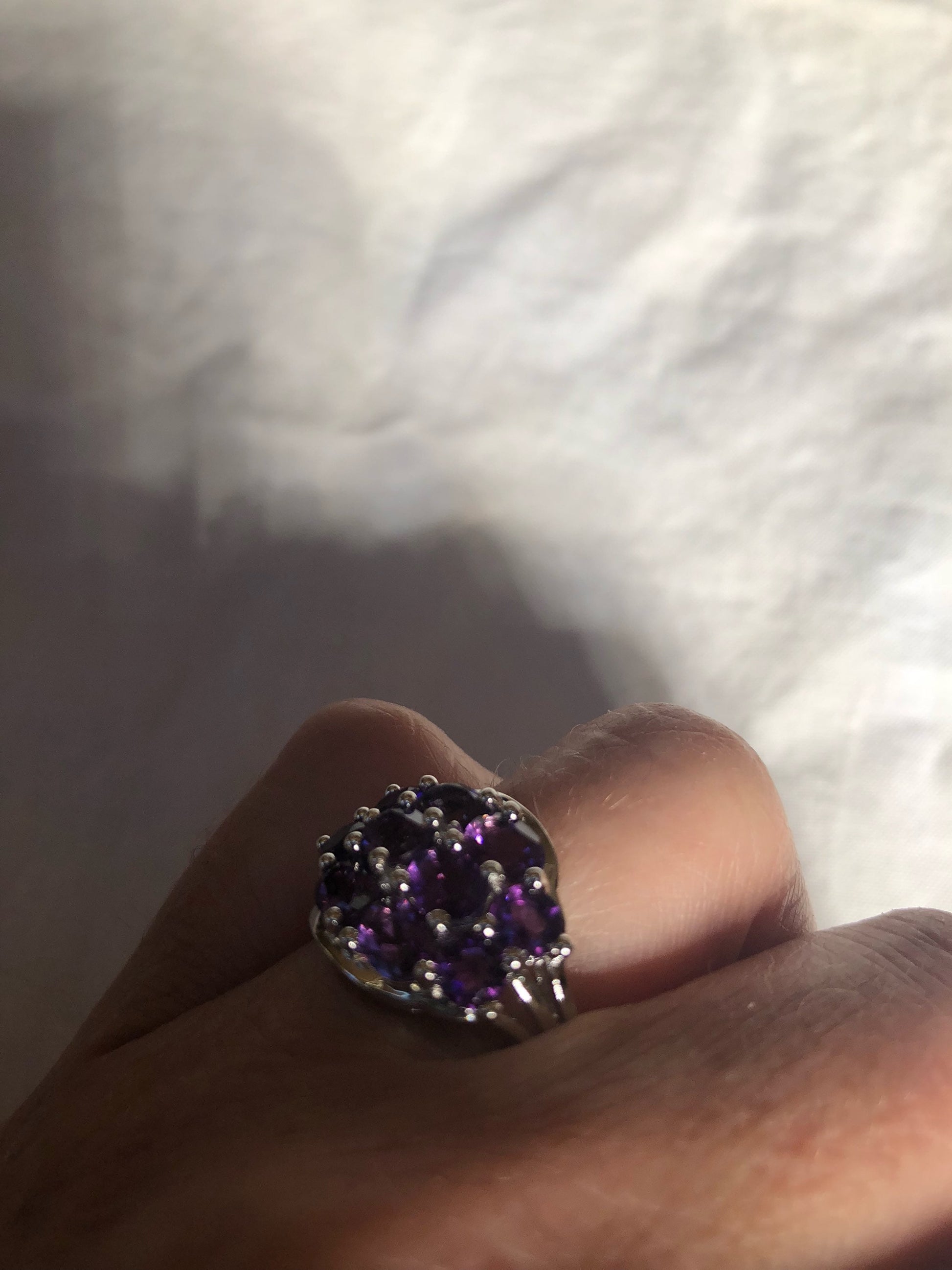 Vintage Handmade Deep Purple Genuine Amethyst Setting 925 Sterling Silver Gothic Ring