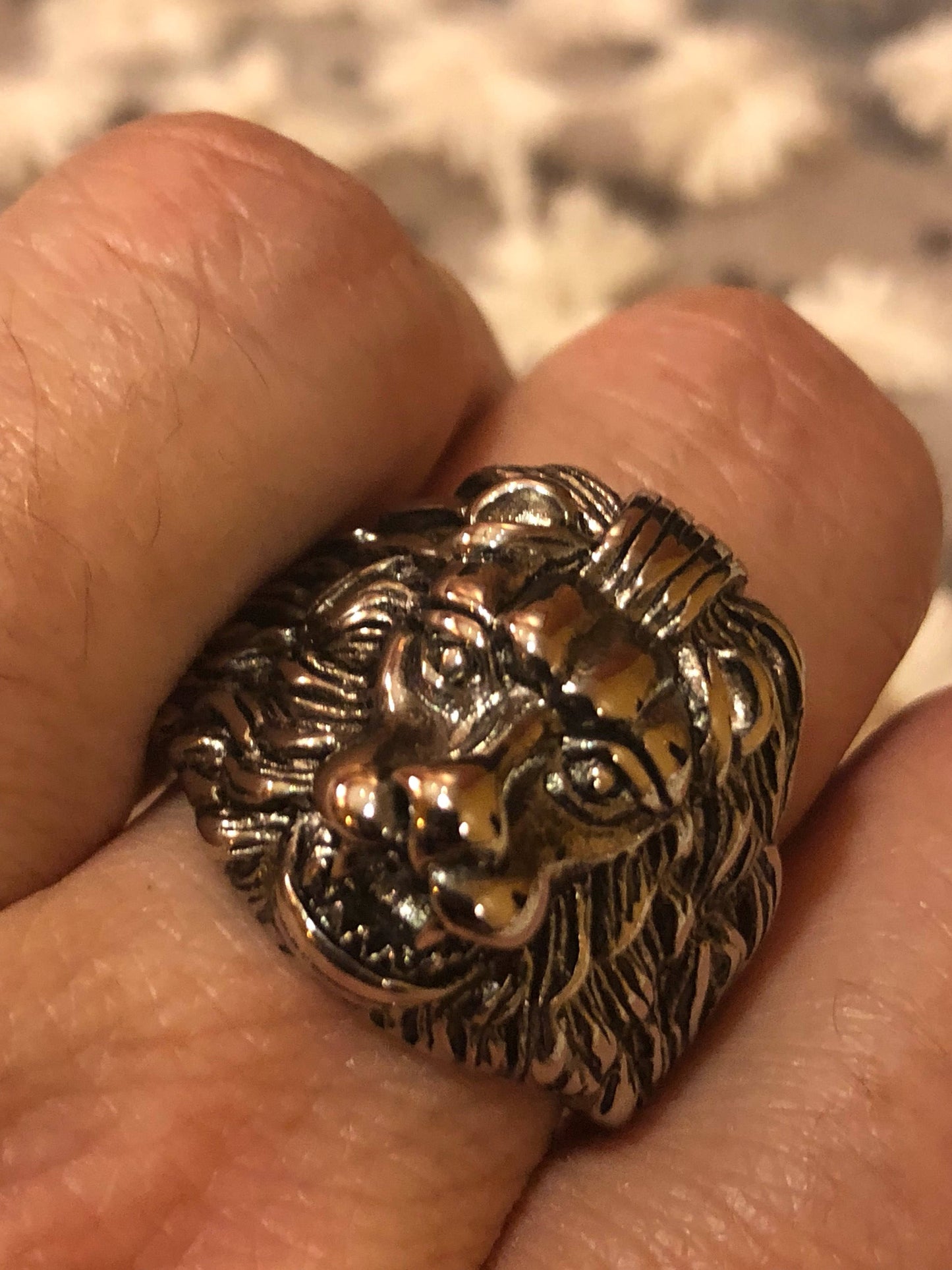 Vintage Gothic Silver Stainless Steel Lion Head Mens Ring