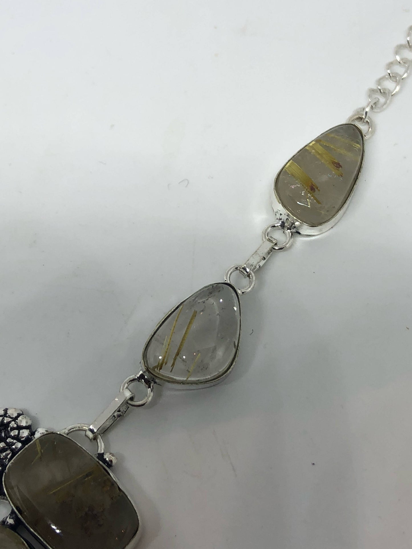 Vintage Golden Rutile Quartz Silver collar Necklace Choker