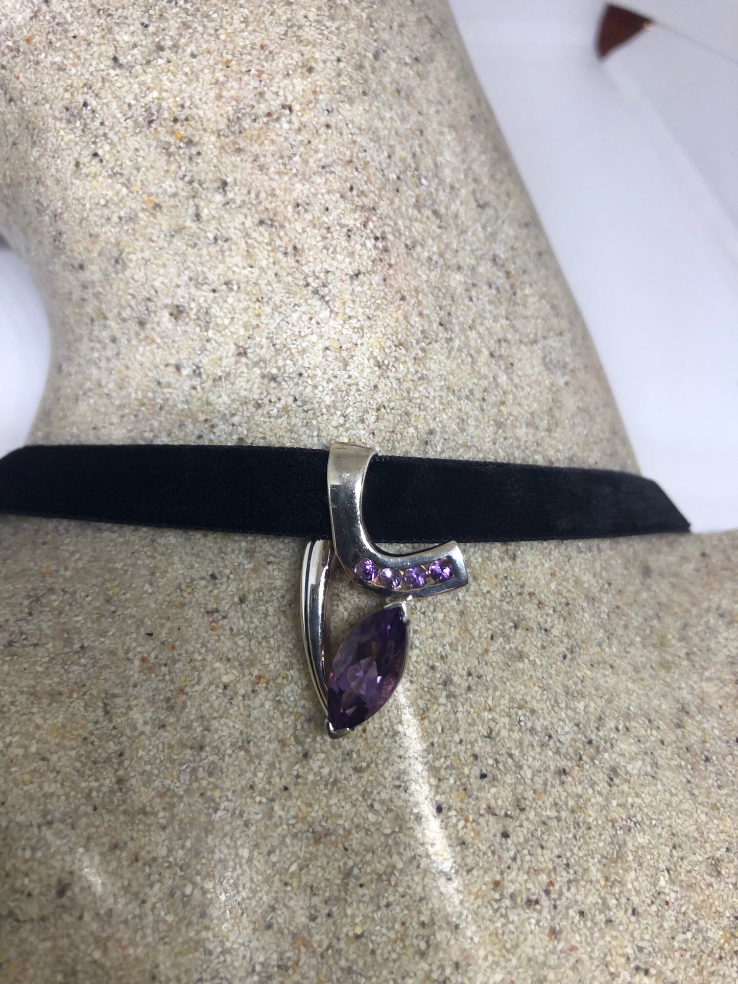 Vintage Handmade 925 Sterling Silver Purple Amethyst Pendant