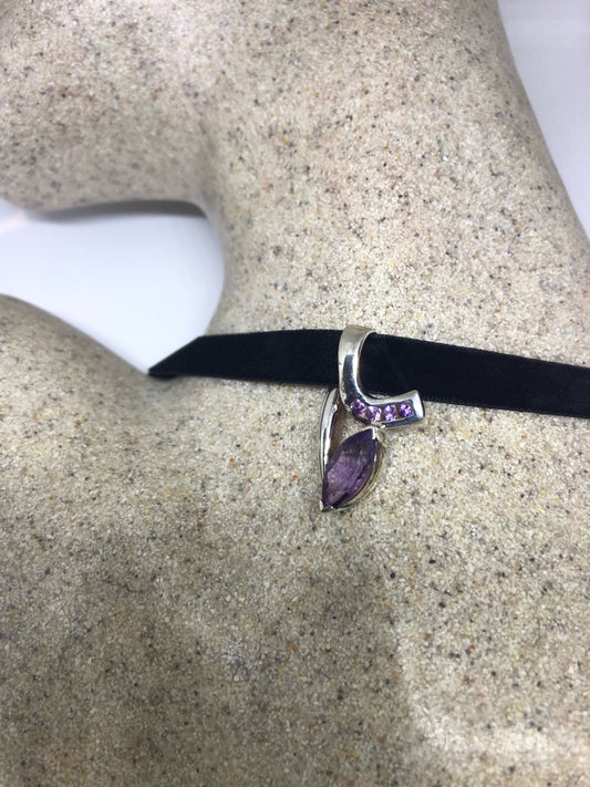 Vintage Handmade 925 Sterling Silver Purple Amethyst Pendant