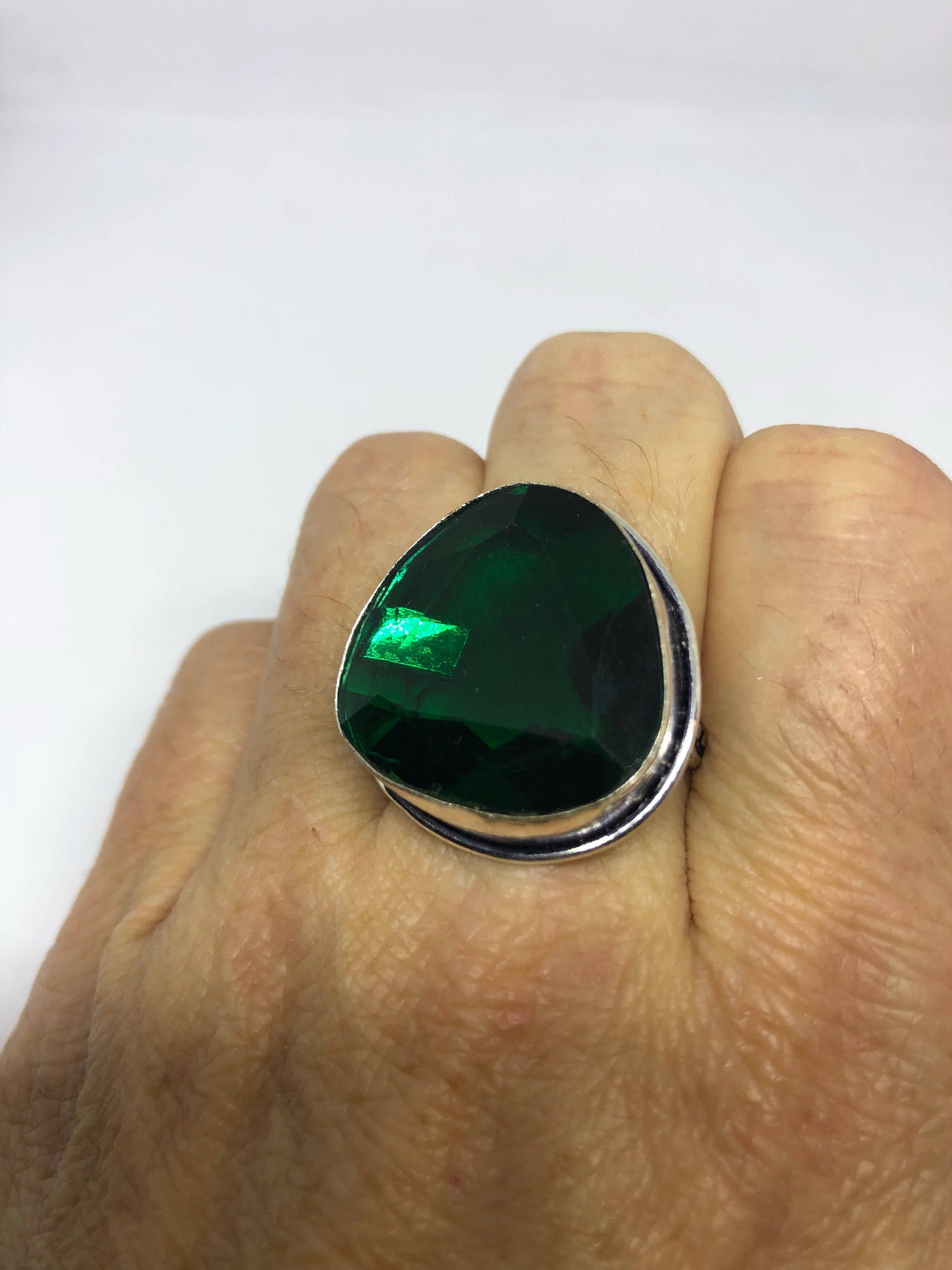 Vintage Green Antique Glass Cocktail Ring