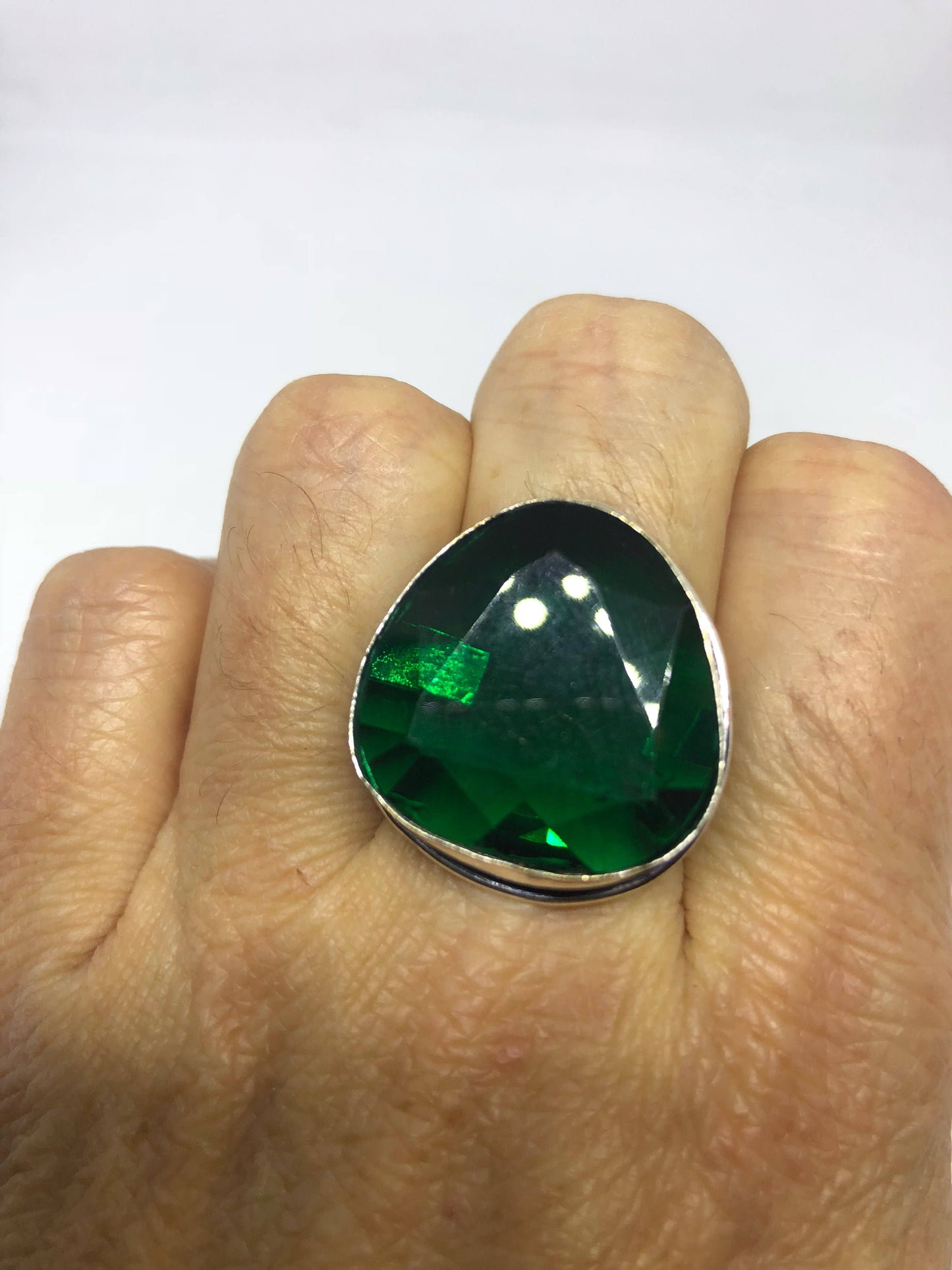 Vintage Green Antique Glass Cocktail Ring