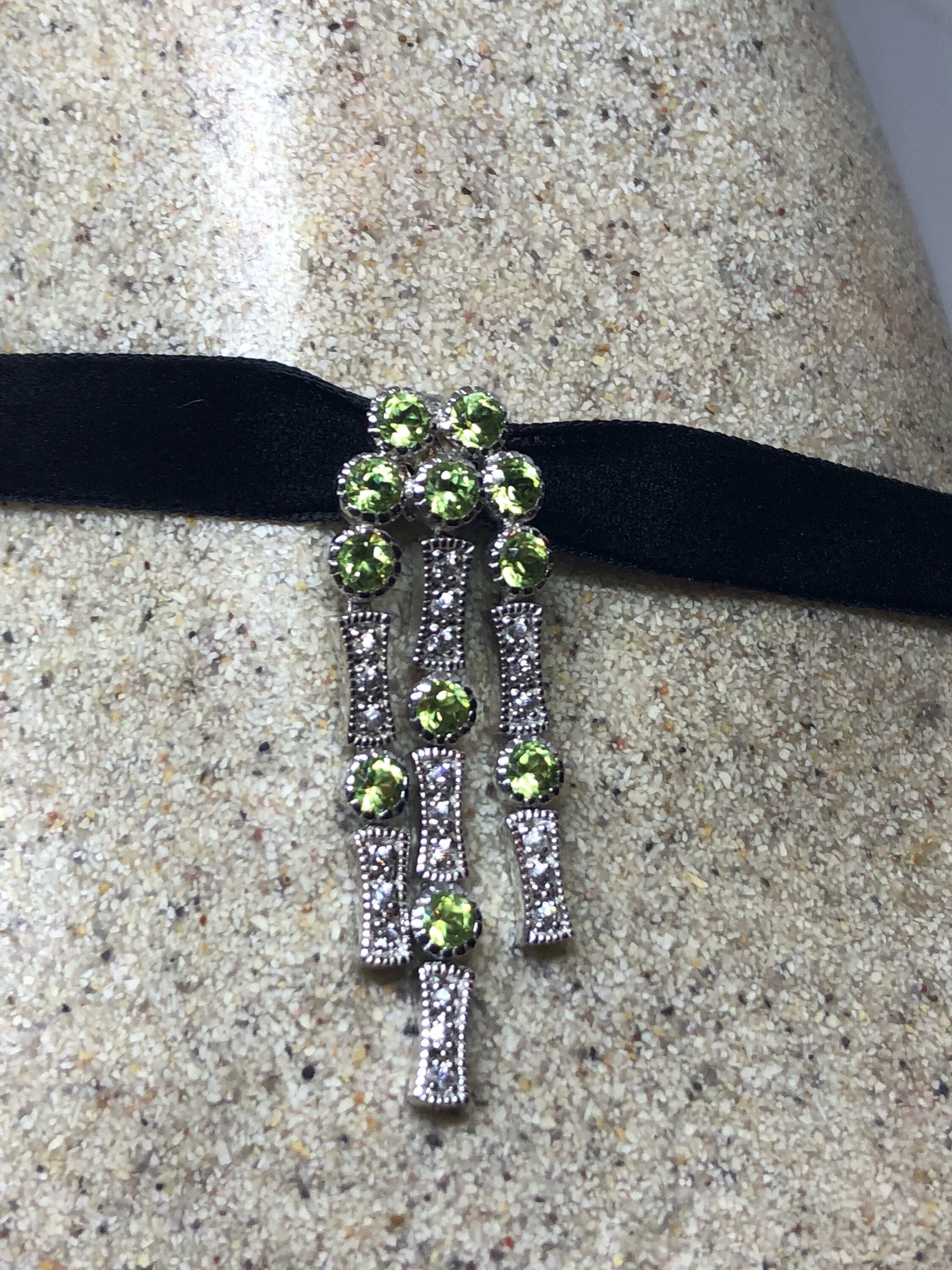 Vintage Handmade 925 Sterling Silver Genuine Peridot Pendant