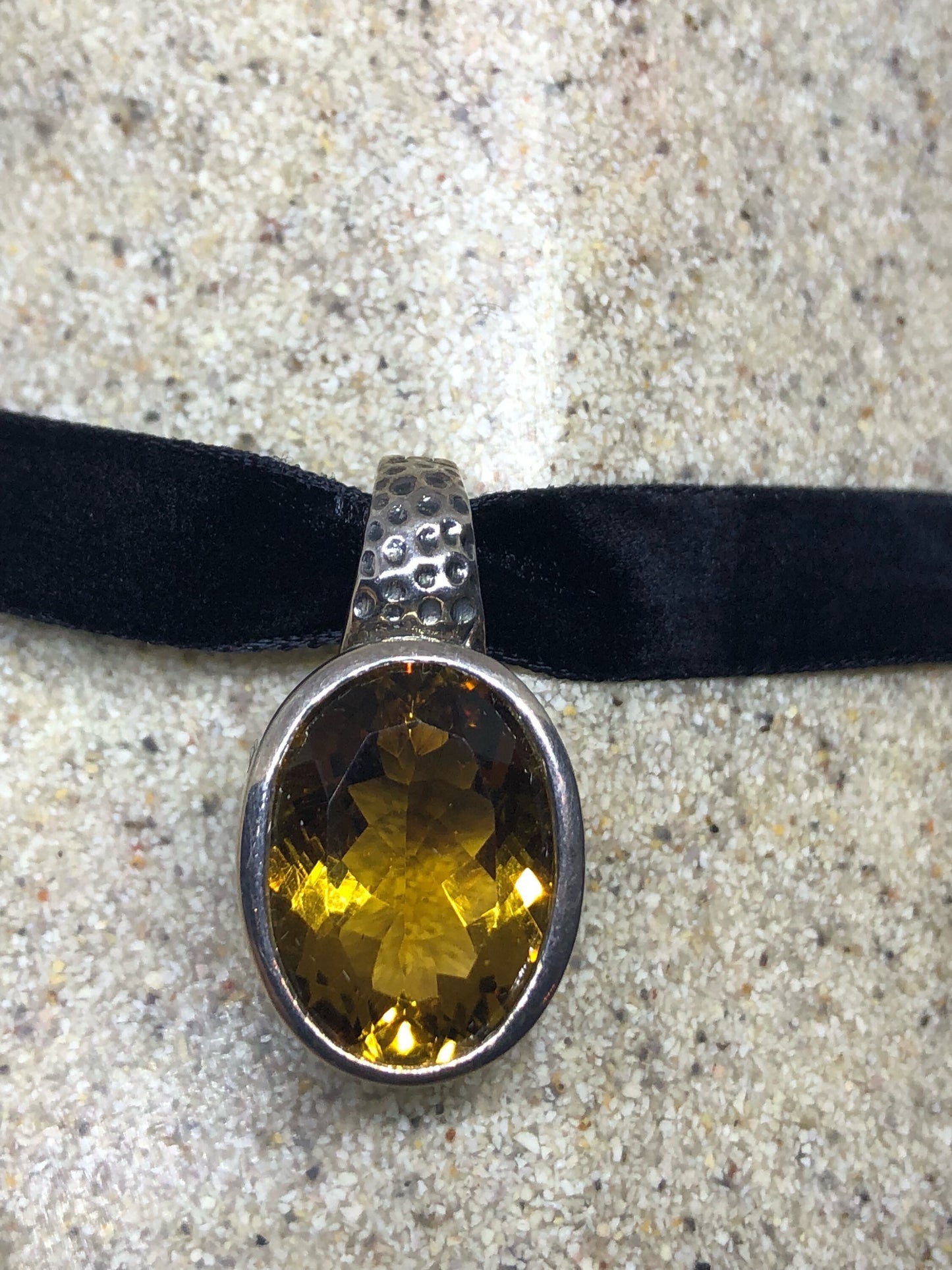 Vintage Handmade Sterling Silver Golden Citrine Pendant