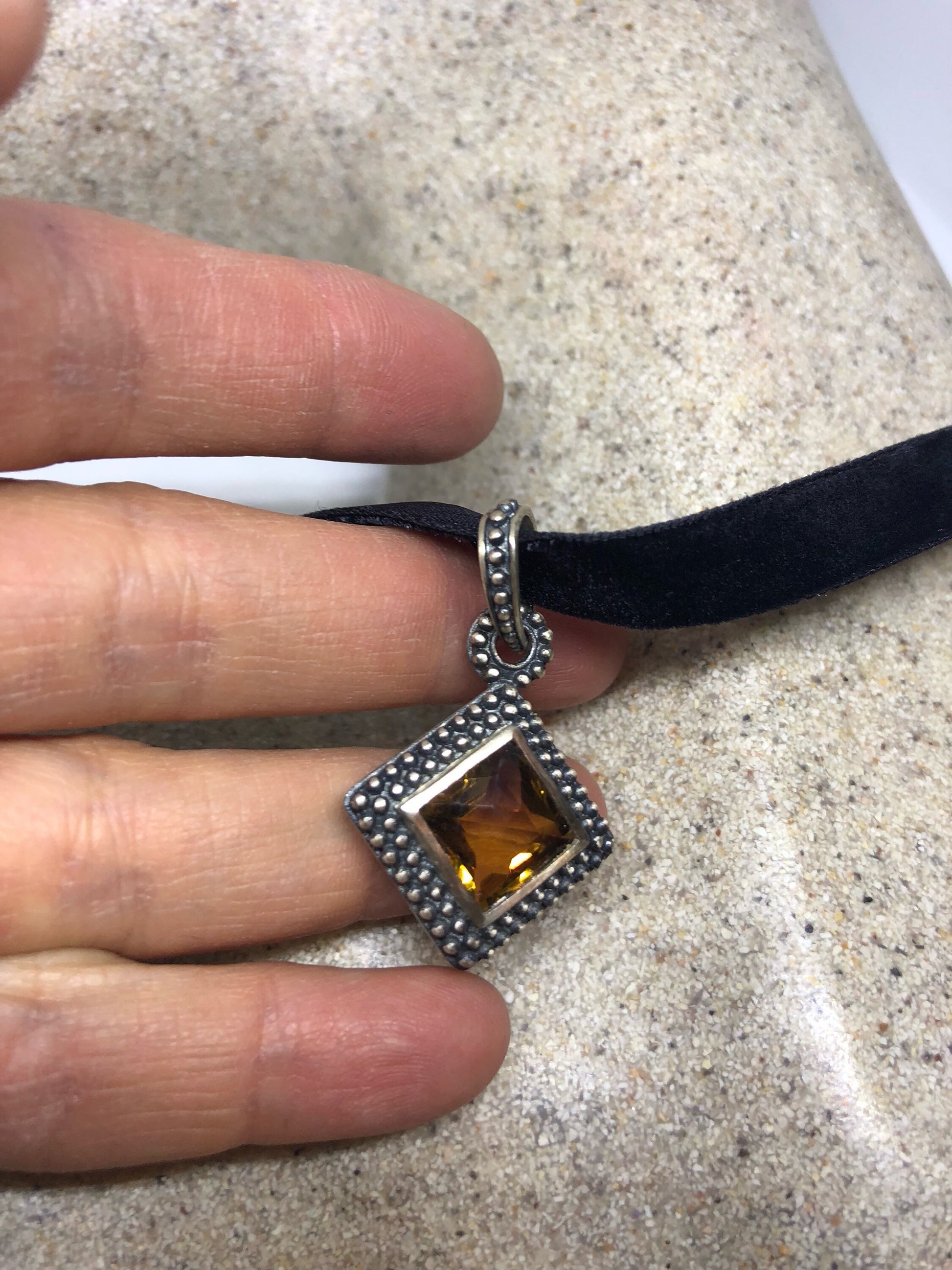 Vintage Handmade Sterling Silver Golden Citrine Pendant