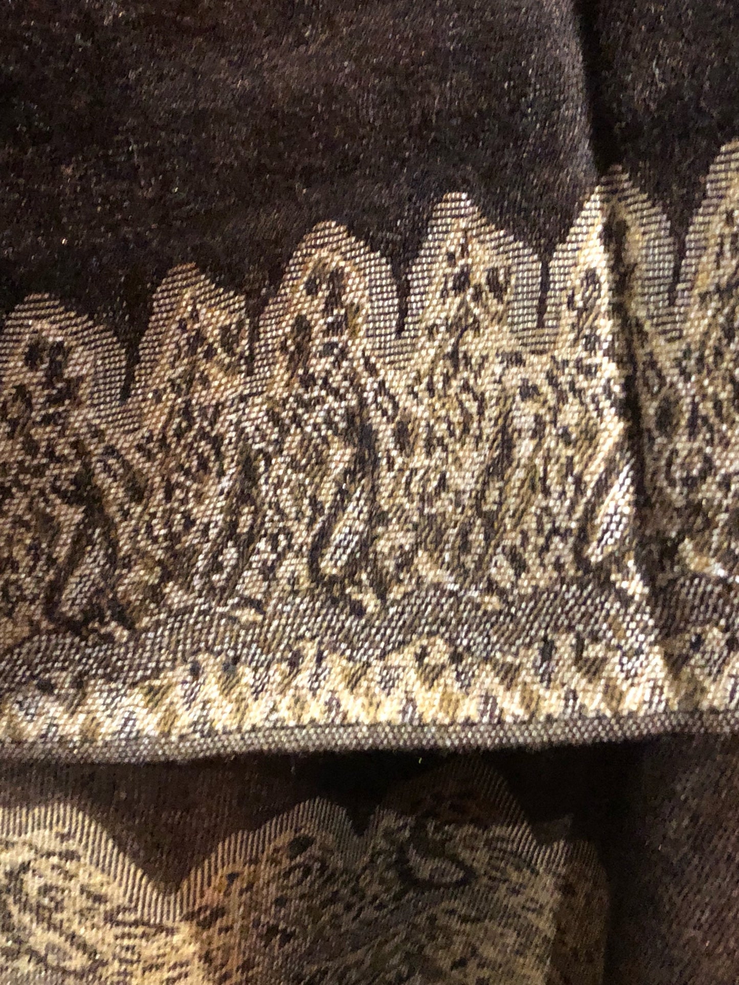 Vintage biege and Brown Paisley Brocade Pashmina Scarf Wrap