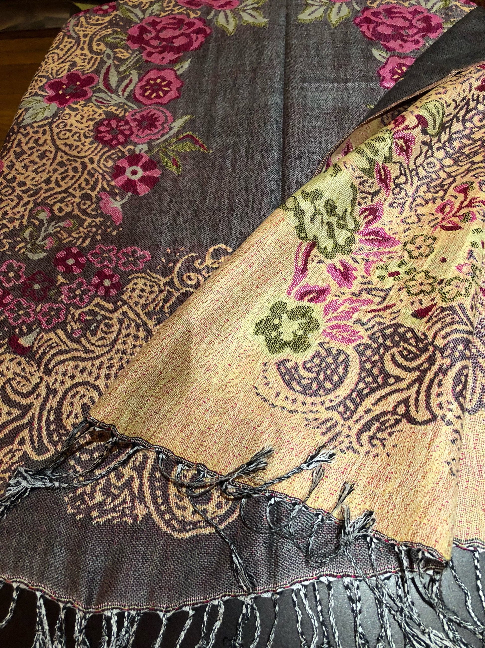 Vintage Paisley Brocade Pashmina Scarf Wrap