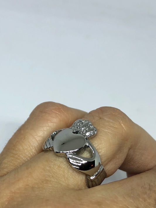 Vintage Celtic claddaugh Stainless Steel Band Ring