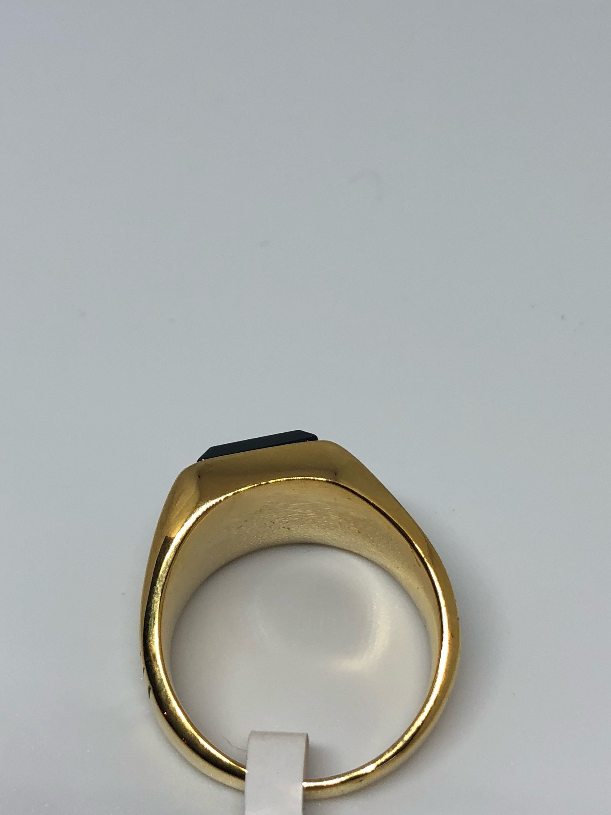 Vintage Gothic Gold Finished Stainless Steel Black Onyx Genuine Ring