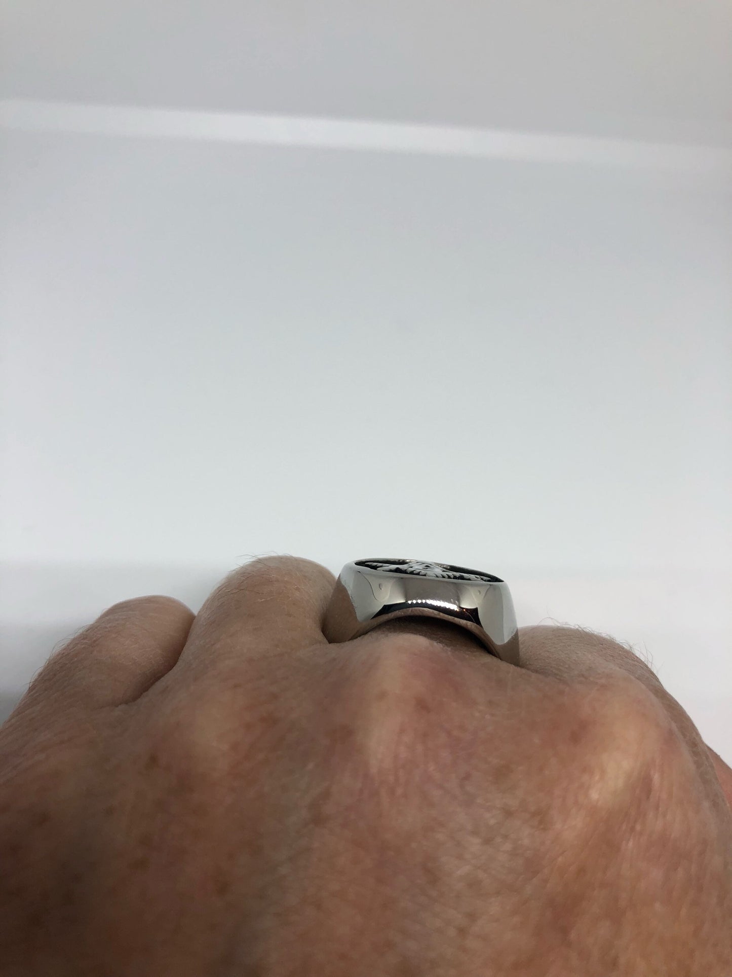 Vintage Gothic Stainless Steel Free Mason G Mens Ring