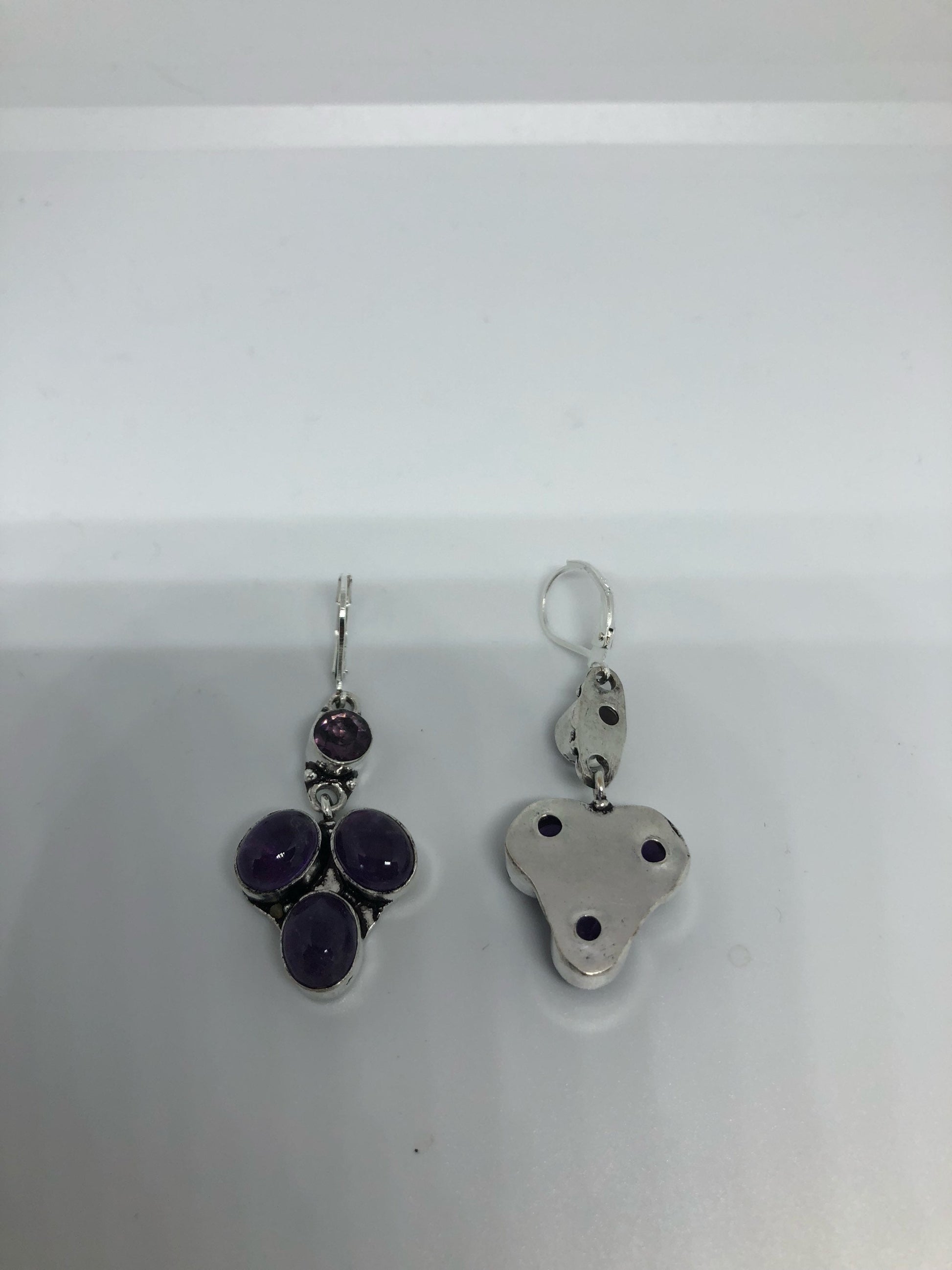 Vintage Sterling Silver Purple Amethyst Earrings