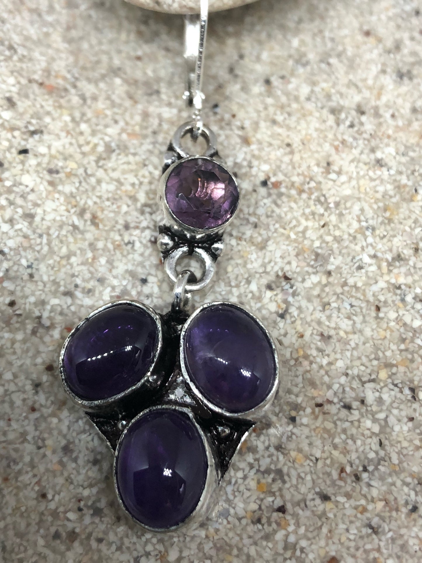 Vintage Sterling Silver Purple Amethyst Earrings