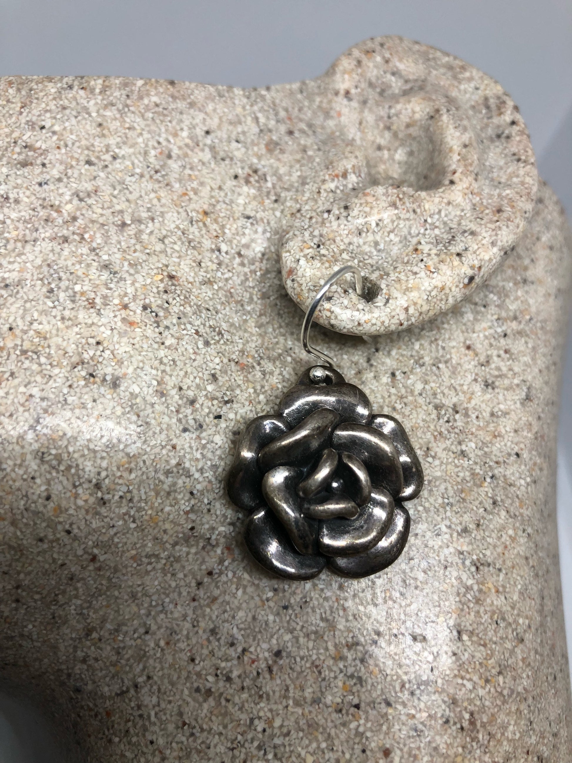 Vintage Rose 925 Sterling Silver Dangle Earrings