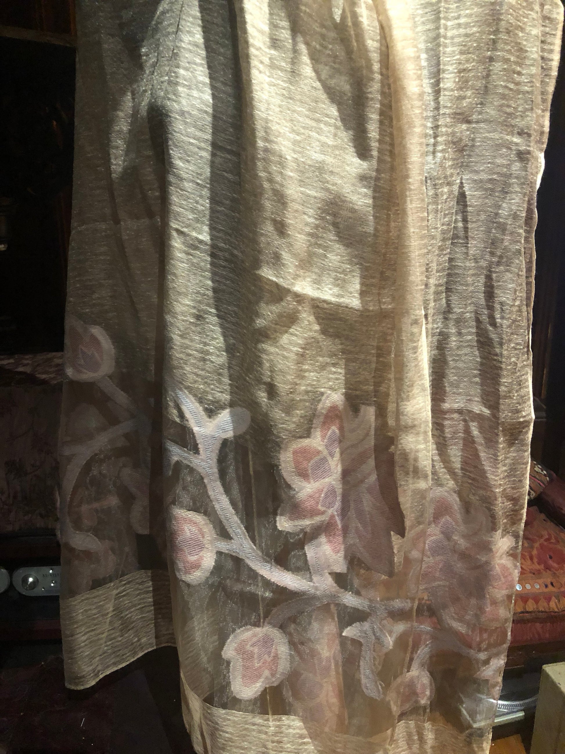 Vintage Styled Sheer White Brocade Wrap Shawl