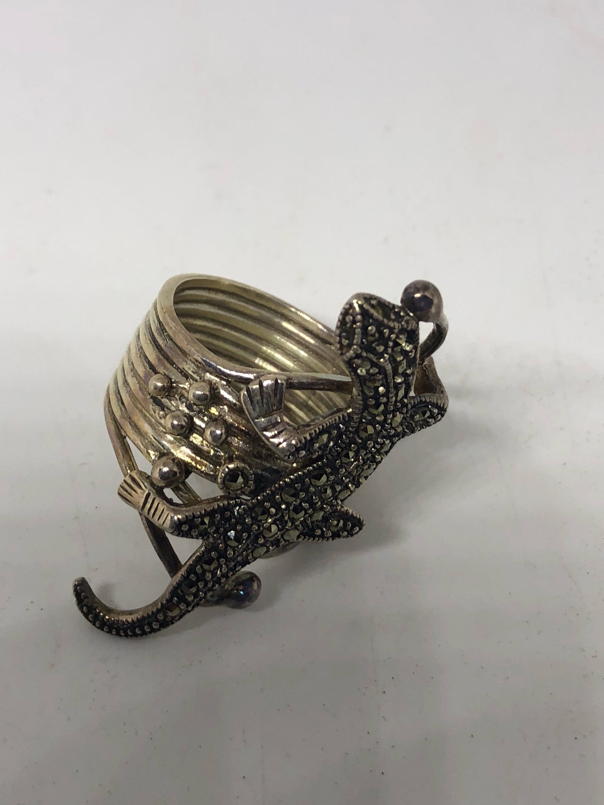 Vintage 1970's SterlingSilver marcasite Lizard Ring