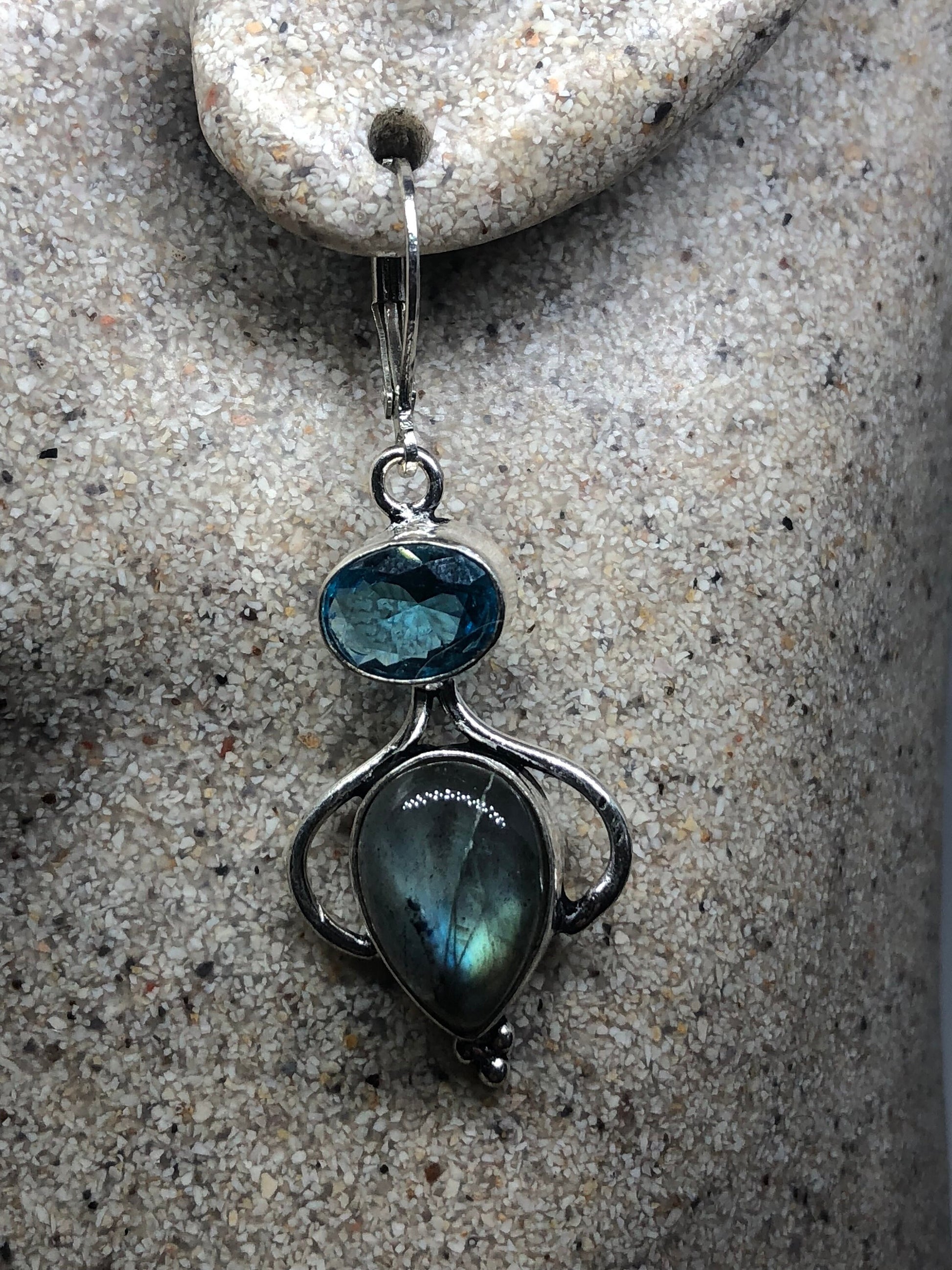 Vintage Labradorite Silver Dangle Earrings