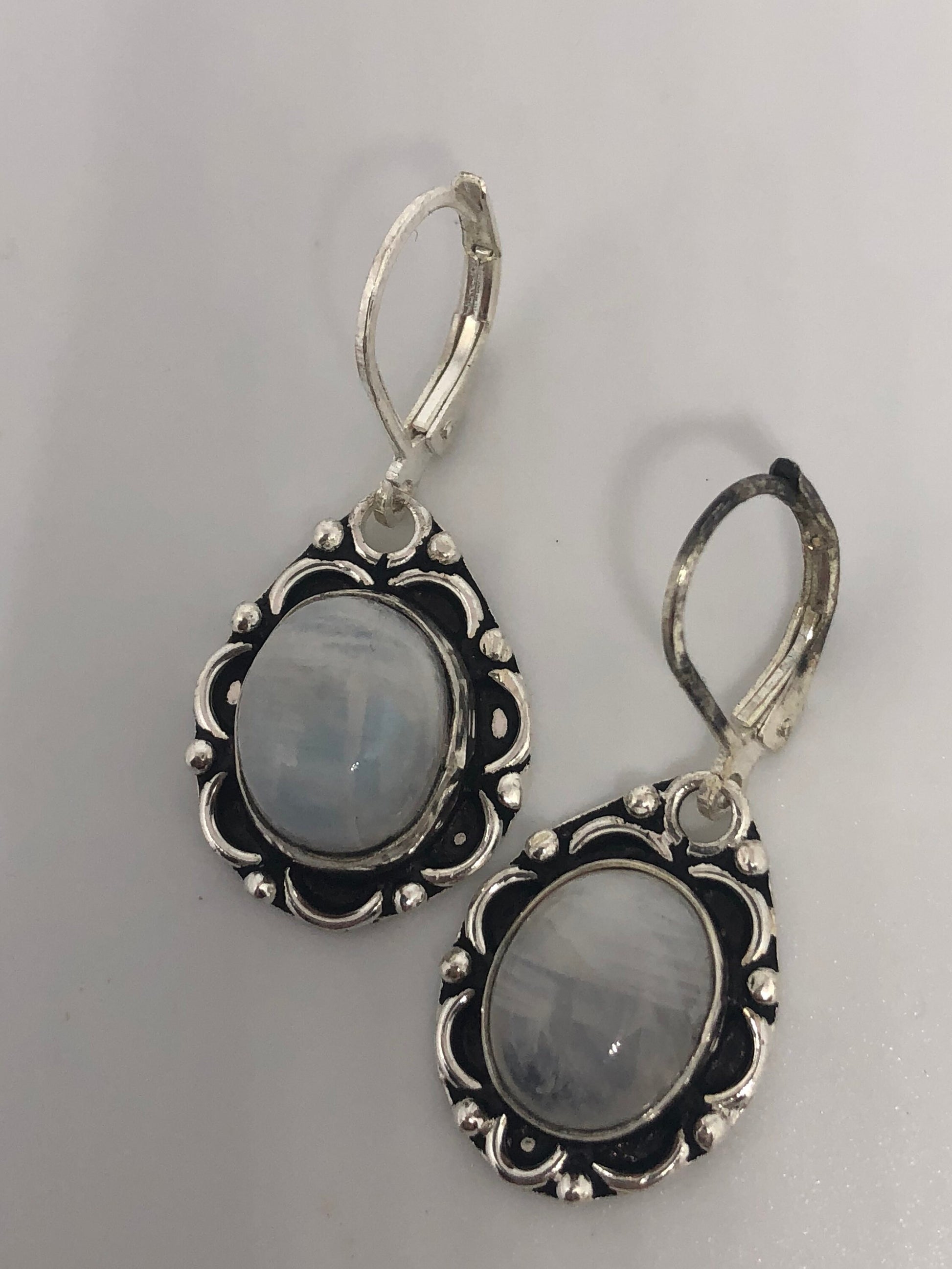 Vintage Labradorite Silver Dangle Earrings